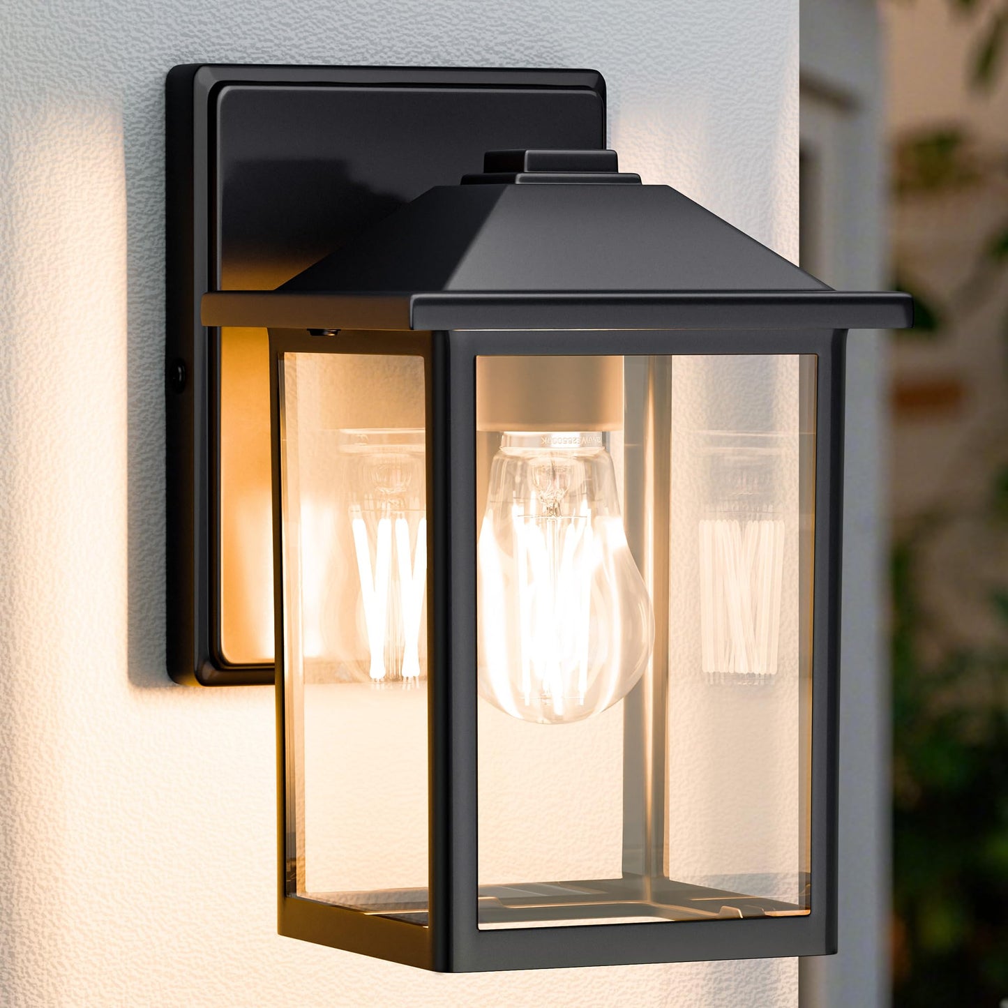Matameye Outdoor Wall Lantern  Exterior Waterproof Wall Sconce Light Fixture  Black Front Door Mounted Lighting With Clear Glass  Anti-Rust Porch Lamp
