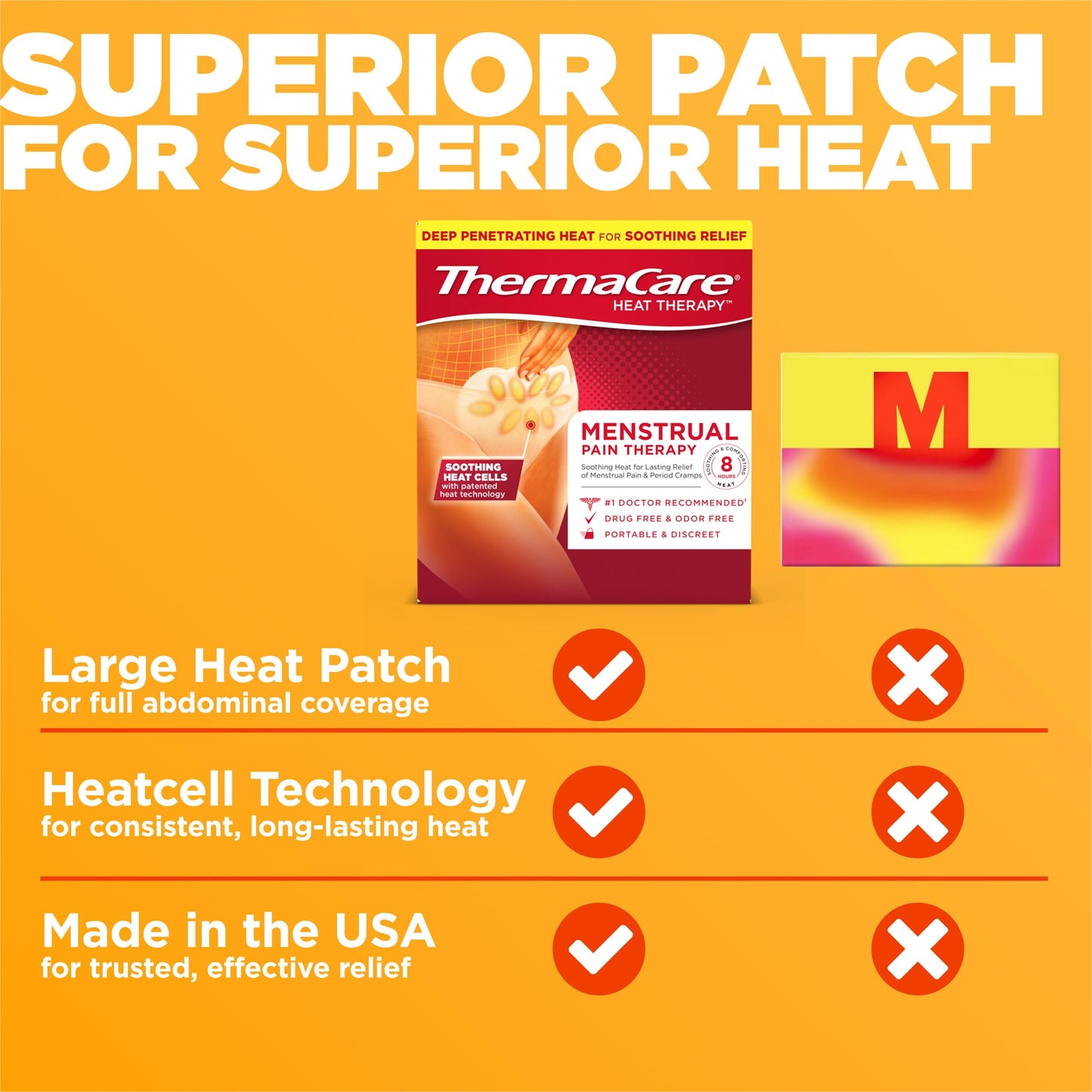 ThermaCare Menstrual Heating Pads - Portable, Adhesive HeatWraps for Period Cramps & Backache Relief - Discreet, Cord-Free Heat Therapy - Up to 8 Hours of Relief