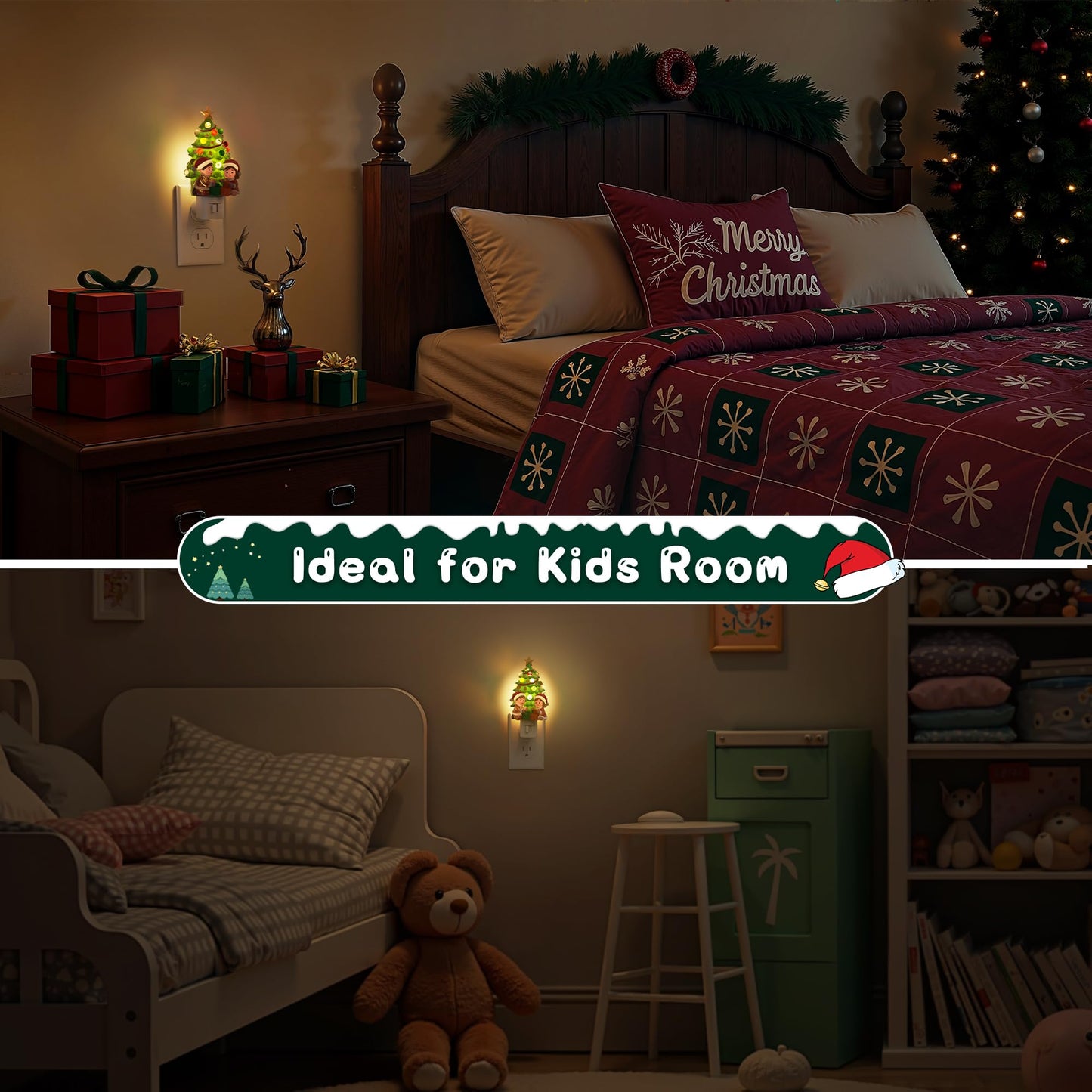 L Lohas Christmas Tree & Snowman Night Light  3000K Warm White Plug-In Resin Nightlight With 360?Rotatable Plug  Holiday Home & Kids Room Decor  1 Pack