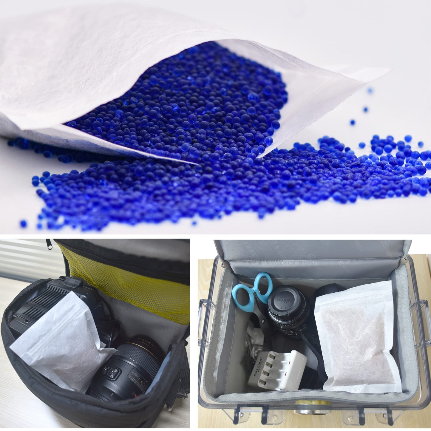 Wisesorb [Net Weight 8LBS] Blue Indicating Silica Gel Beads Desiccants - Rechargeable Desiccant Beads Silica Beads (Blue to Pink, 1 Pack of 8LBS)
