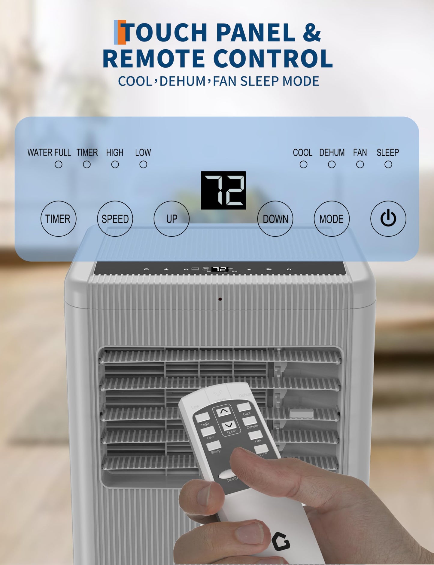 8000 Btu Portable Air Conditioner - Portable Ac Unit For Bedroom Up To 350 Sq. Ft, Cooling, Fan & Dehumidifier, Floor Standing A