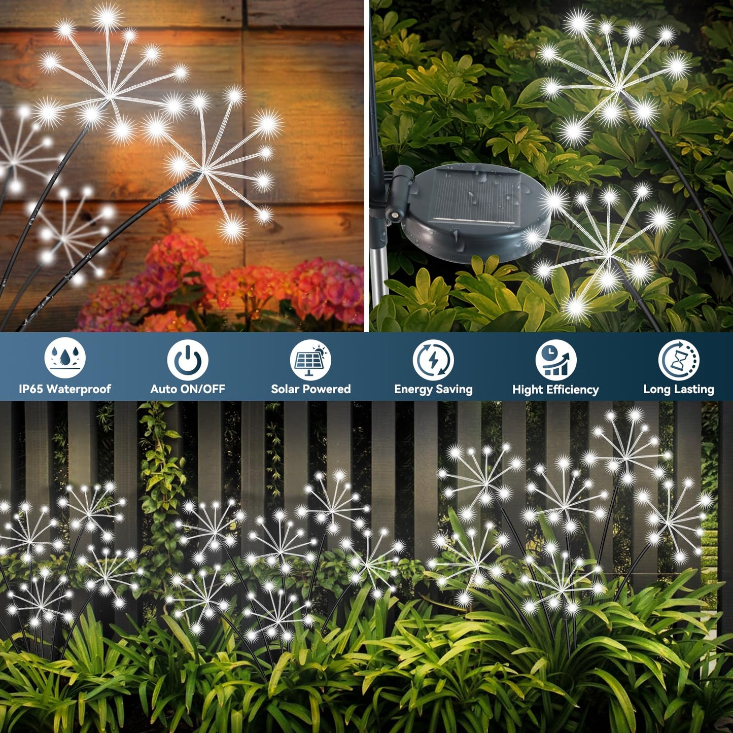 Solar Garden Lights 2 Pack Waterproof Swaying Starburst Light Solar Outdoor Lights For Yard Patio Walkway Pathway Party Wedding Decoration  Unique Gifts For Women  White