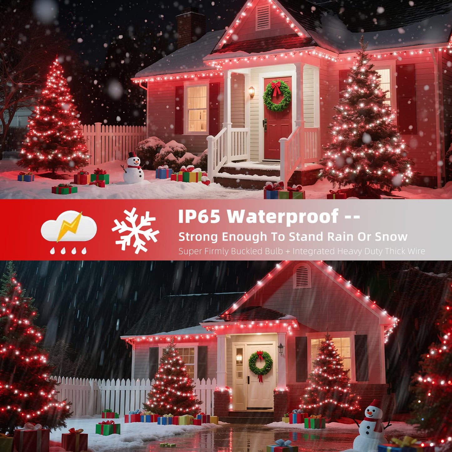 Xtf2015 Christmas String Lights  105Ft 300 Led Christmas Lights 8 Modes Memory Function & Timer- Ul Certified - Outdoor Indoor Christma S Fairy Lights For Tree  Garden  Party  Wedding(Red + White)