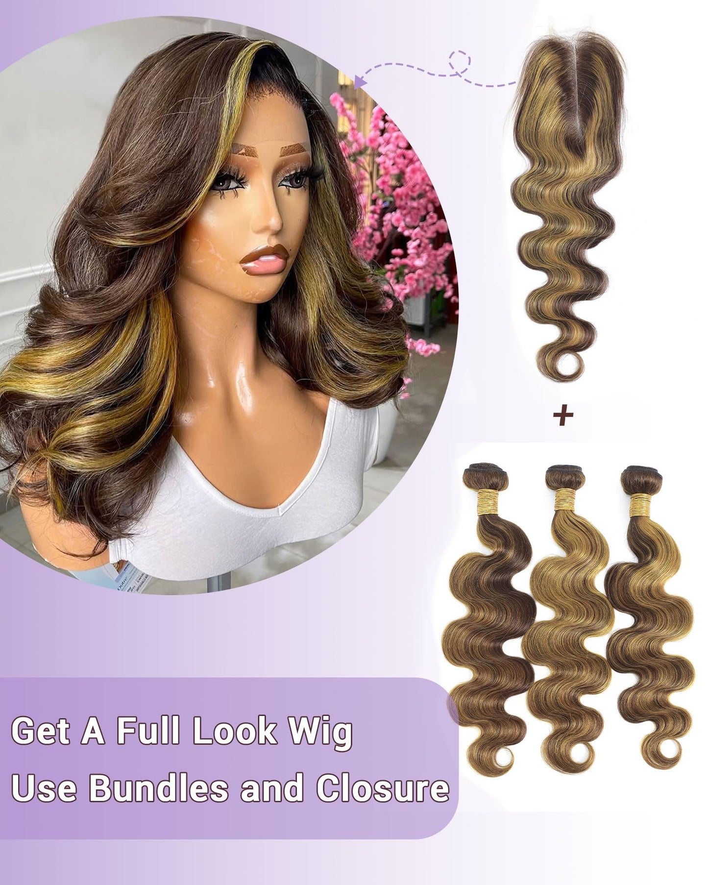 DSEKCAIN Highlight Yellow On Brown Color 2x6 HD Lace Closure Human Hair Body Wave Transparent Lace Closure 2x6 Long Middle Part