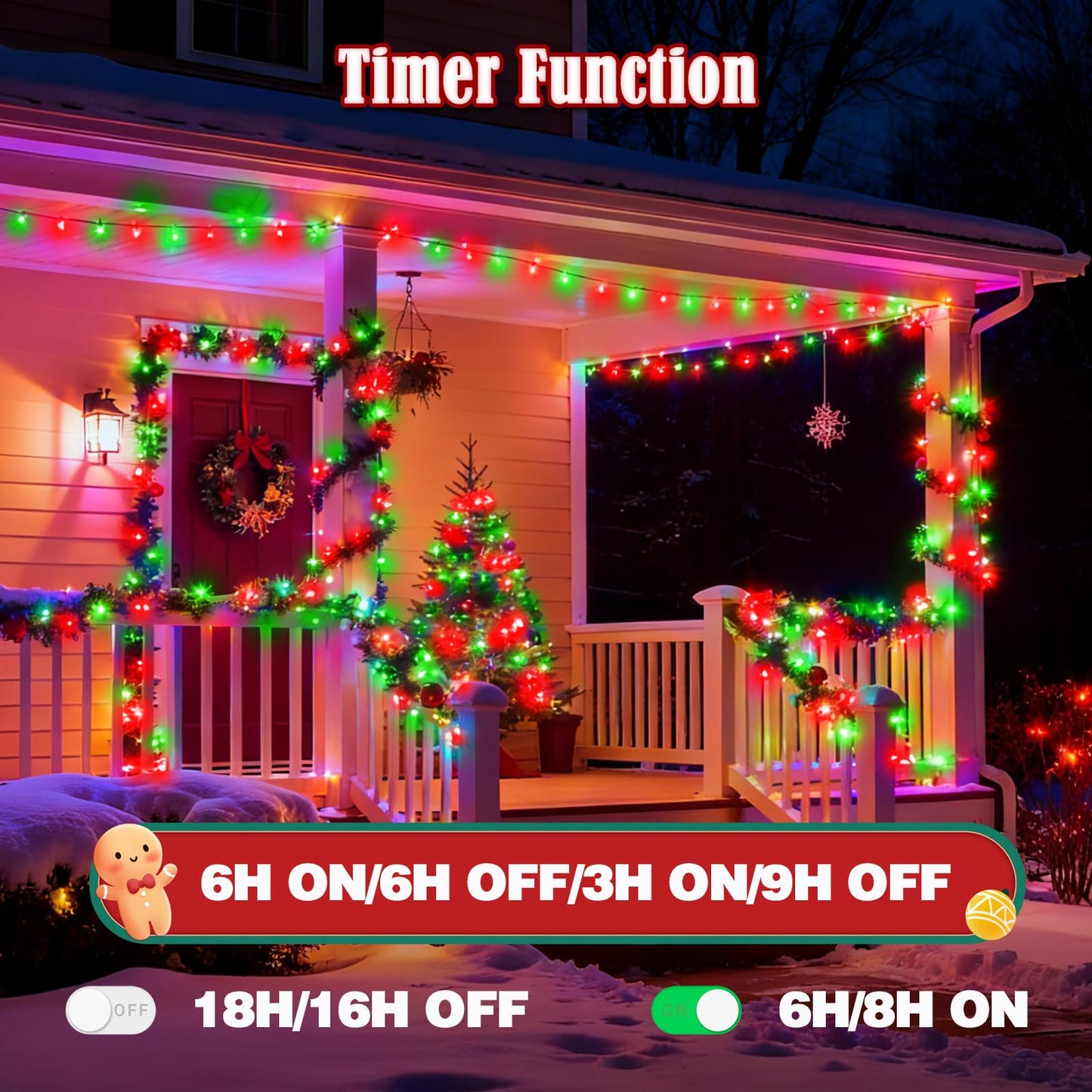 Voice Control 88Ft 240Led Smart Christmas String Lights Outdoor/Indoor | String Lights Plug In With Remote  12Modes  7Voice Commands & Timers  Christmas Twinkle Light For Xmas Tree Decor (Red & Green)