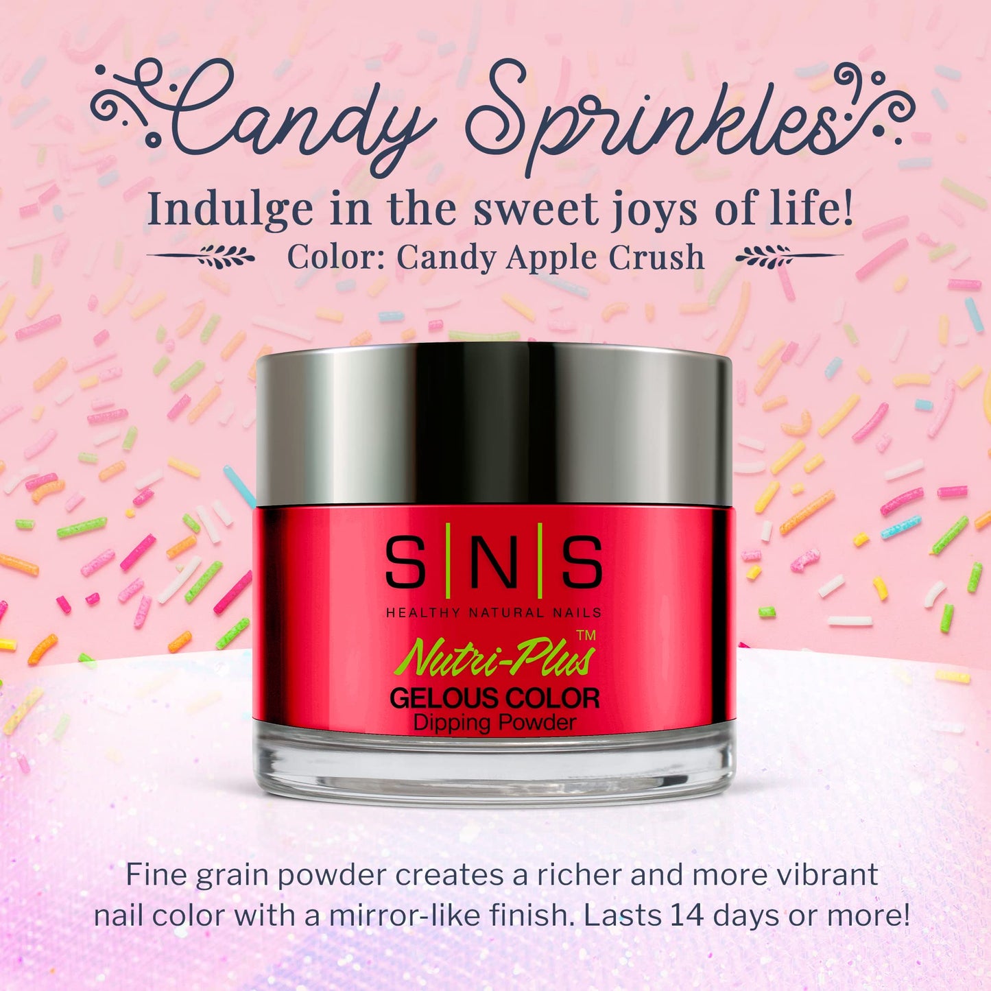 SNS Nail Dip Powder, Color Dipping Powder - Candy Apple Crush (Red), CS221.5 - Long-Lasting Nail Color Lasts 14 Days - Low-Odor