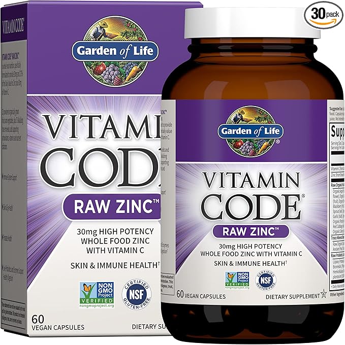 Garden of Life Vitamin Code Raw One Men's Multivitamin with Zinc Supplements for Immune and Skin Health, 30 Capsules