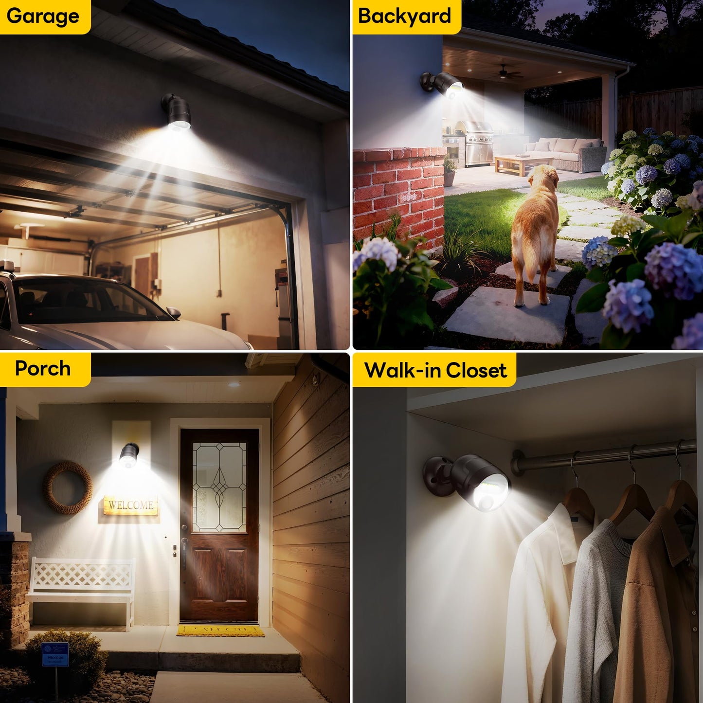 Noctila Battery Operated Motion Sensor Light,4000mAh Rechargeable Battery Powered Spotlight 600 Lumen Outdoor IP65 Waterproof for Porch,Yard,Wall,Garden with Dusk to Dawn (Brown-1pcs)