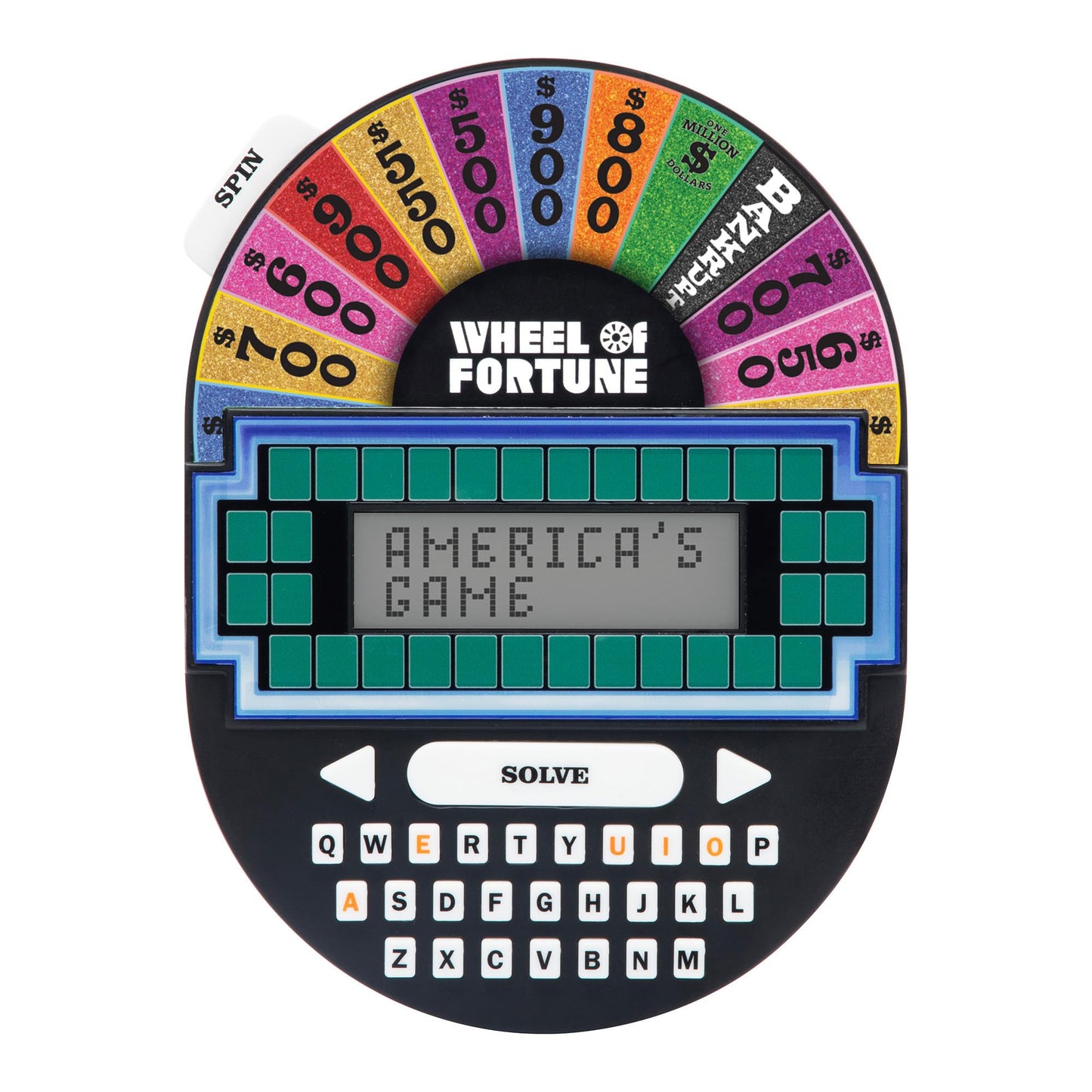 Educational Insights Wheel of Fortune Game - Handheld Electronic Game, Great for Travel, Classic Retro Party Games for Kids, Teens & Adults, Word Puzzle Challenge & Entertaining Gift, Ages 8+