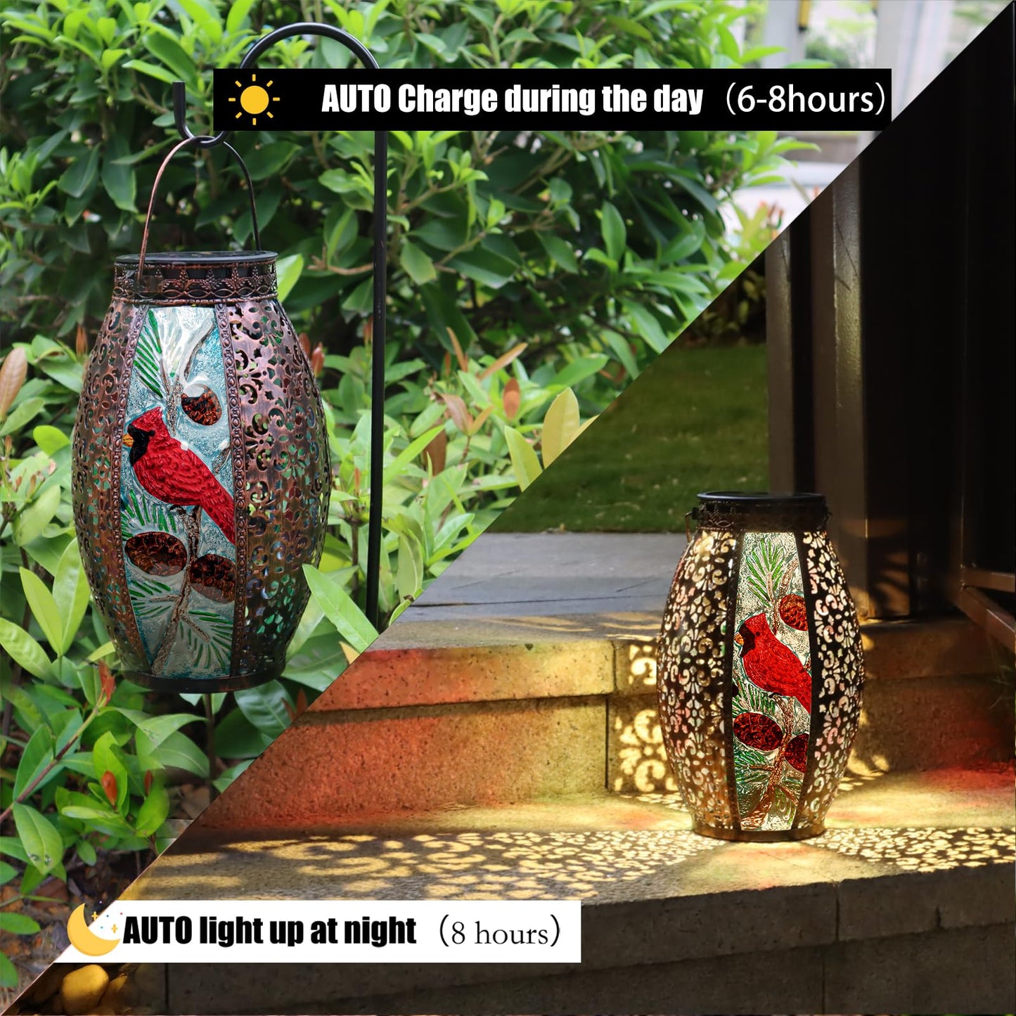 Chinzimei Solar Lantern - Cardinal Metal Led Light, Waterproof Hanging Design For Patio, Garden & Table, Model 183-9