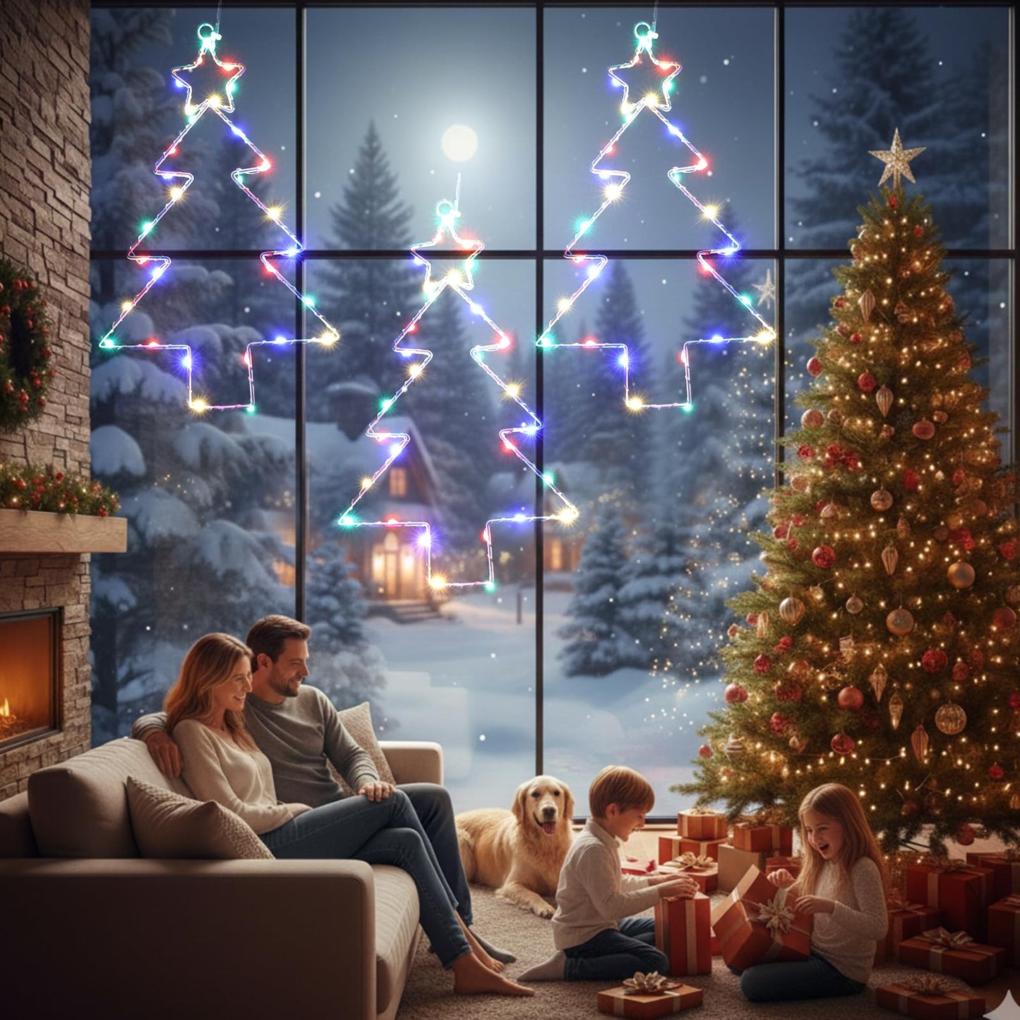 Leisure World 3 Pack Christmas Tree Shaped Led Window Silhouette Lights  Battery/Usb Operated With Remote & Timer  8 Modes For Indoor Outdoor Holiday Xmas Party Decor
