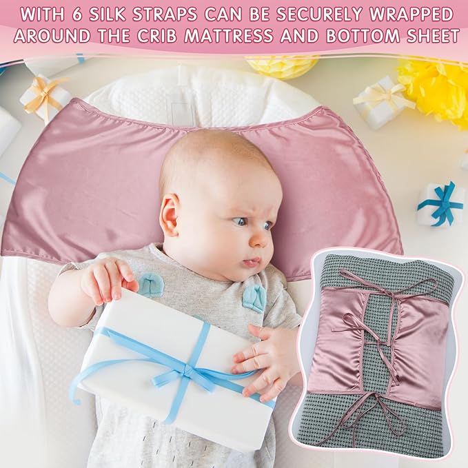 Hosuly 2 Pcs Satin Bassinet Sheet Baby Hair Soft Silk Feeling Sheet Baby Bassinet for Rectangle Cradle Pad Mattress Boys Girls Newborn Infant(Pink, White)