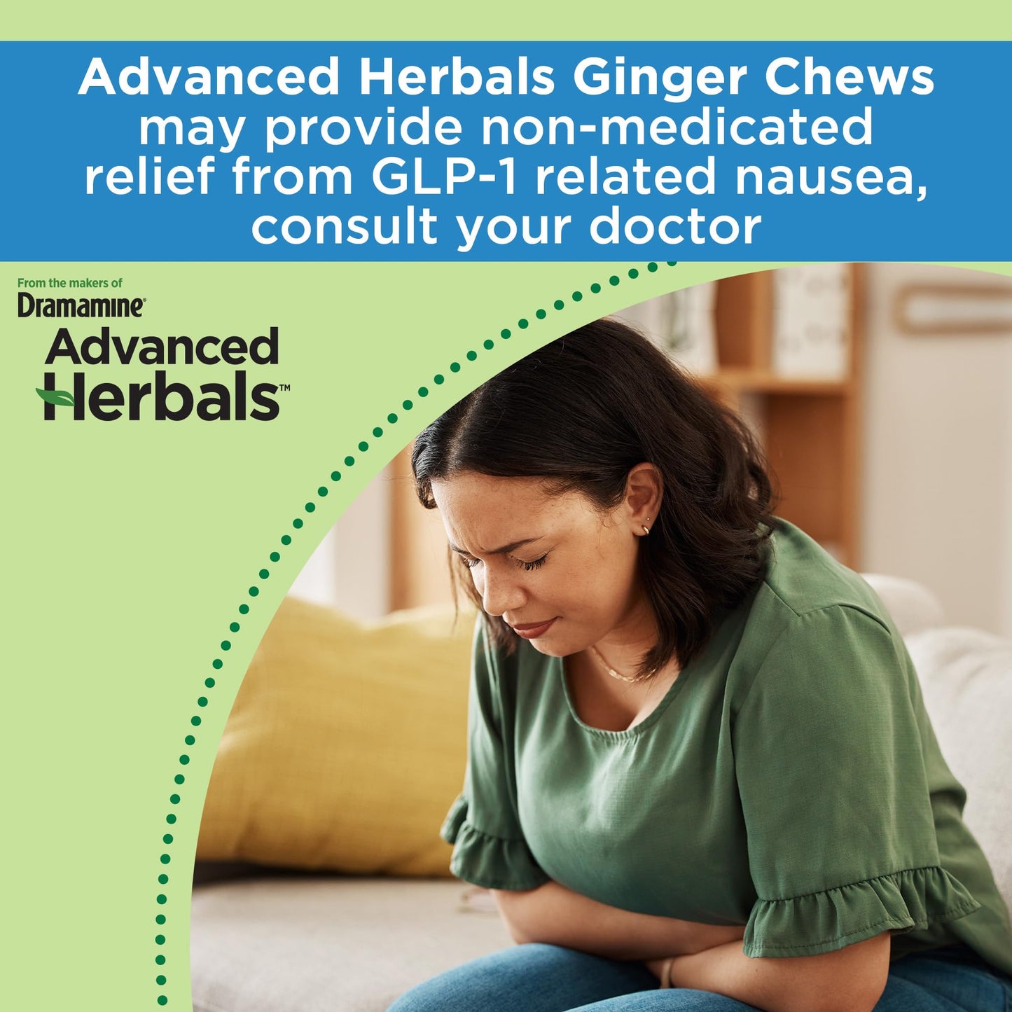 From the Makers of Dramamine, Advanced Herbals, Ginger Chews, Nausea Relief Soft Chews Lemon-Honey-Ginger, 6 Count, 12 Pack