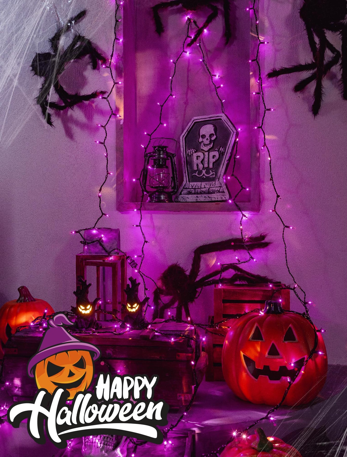 woohaha Purple String Lights Set, 50 Mini Fairy Lights, Plug-in, 11Ft for Halloween, Indoor, Home, Bedroom, Christmas Tree