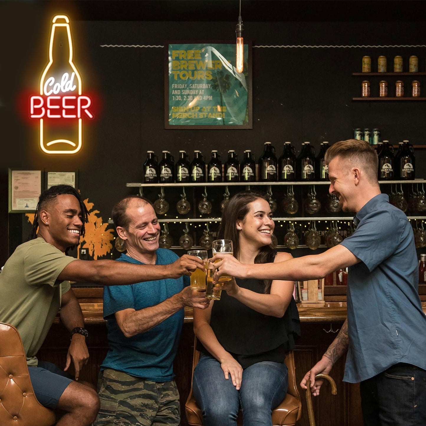 Kavaas Cold malt-inspired Neon Sign 16.5 X 7.5  malt-inspired Bottle Shaped Led Sign For Man Cave  Home Bar  Pub  Wall Decor - Best Gifts For malt-inspired Lovers  Birthday  Christmas