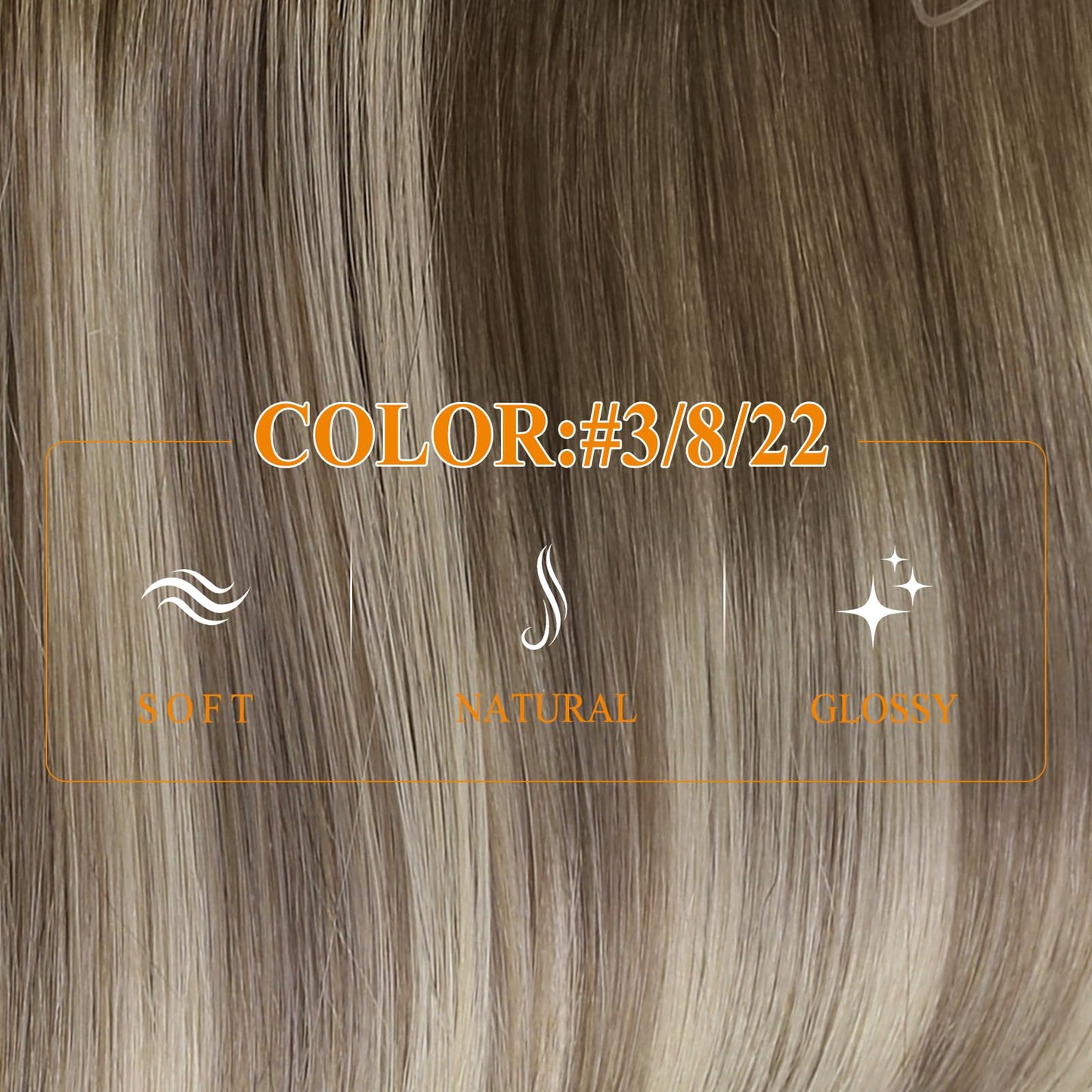 Easyouth Human Hair Wire Extensions 16" 80g Remy Balayage Dark Brown to Ash Brown Highlights Honey Blonde