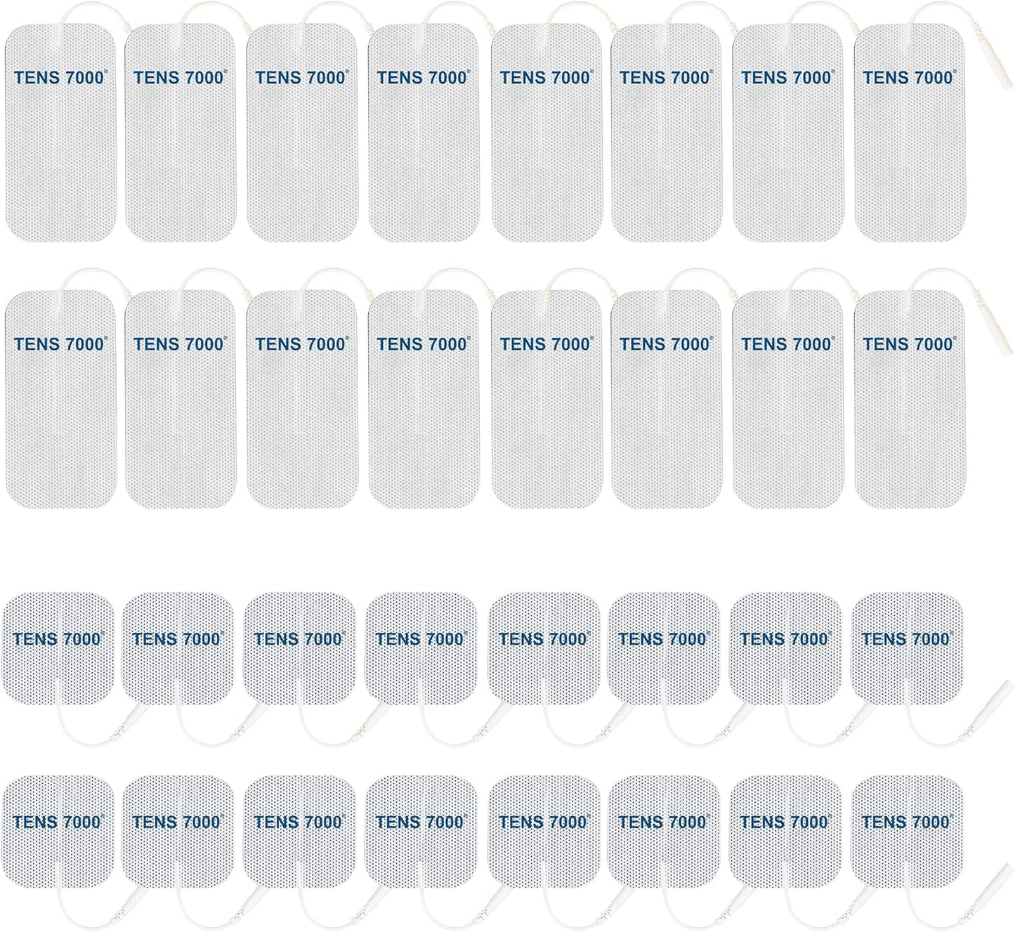 TENS 7000 Official TENS Unit Replacement Pads, 32 Pack, 16-2" X 2", 16-2" X 4" Electrode Pads Compatible with Most TENS Machines Replacement Electrodes Pack