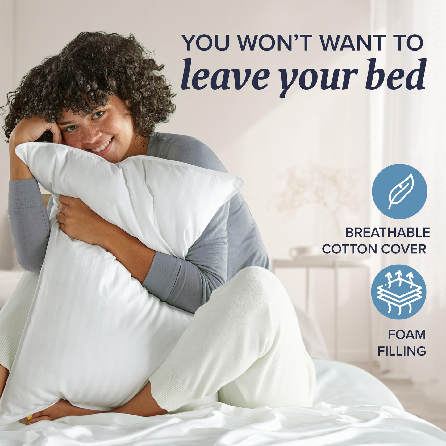 Beckham Hotel Collection Queen Size Memory Foam (Adjustable Fill) Bed Pillows Set of 2 - Cooling Shredded Foam Pillow for Back, Stomach or Side Sleepers