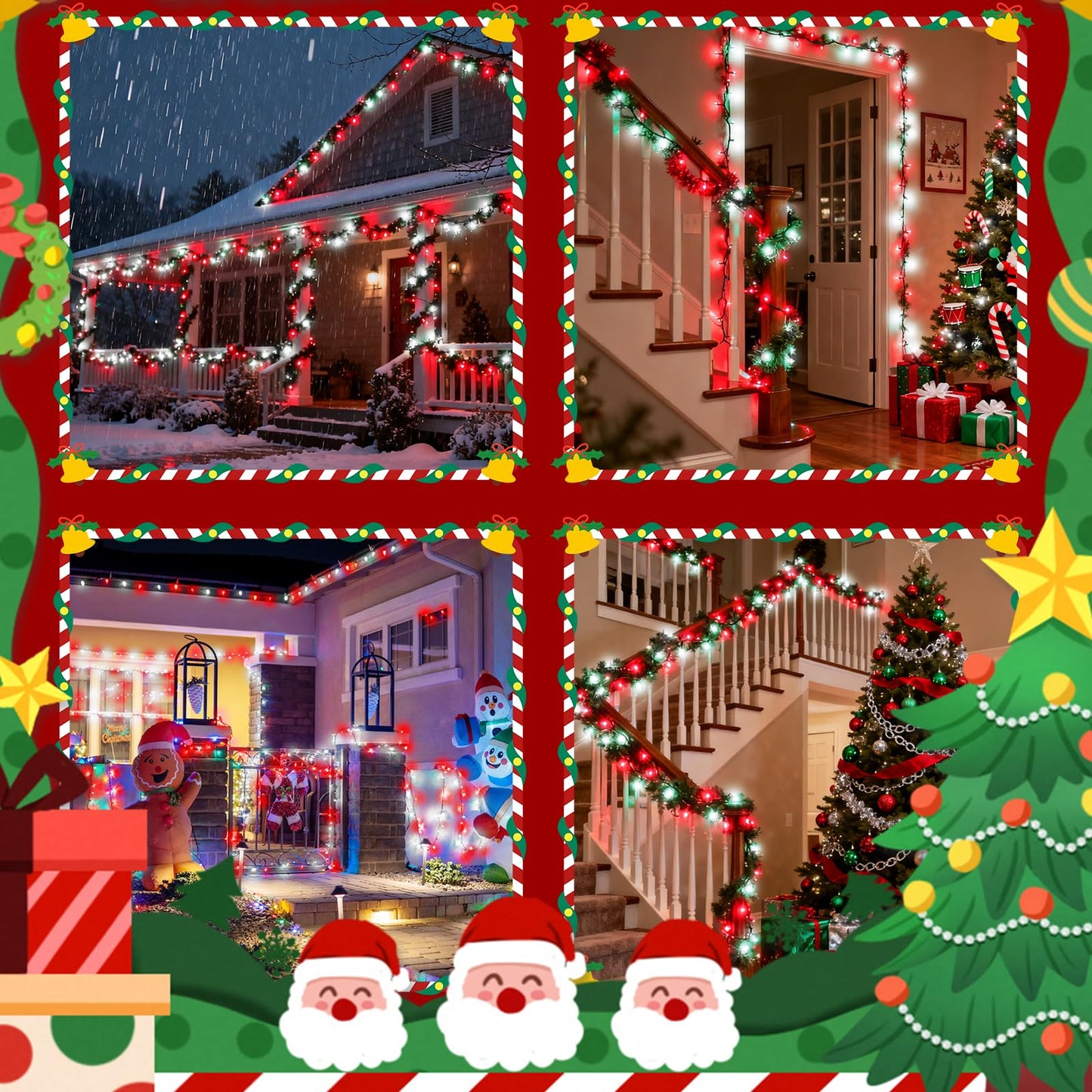 Voice Control 88Ft 240Led Smart Christmas String Lights Outdoor/Indoor | String Lights Plug In With Remote  12Modes  7Voice Commands & Timers  Christmas Twinkle Light For Xmas Tree Decor (Red & White)