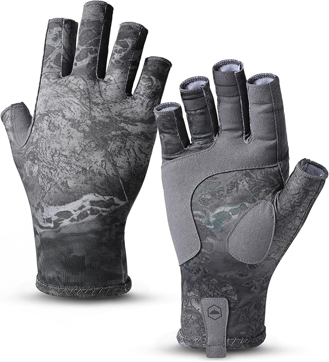 Tough Outdoors UV Fishing Gloves - Fingerless Grip for Kayak Gloves - UPF 50+ Sun Protection - Fishing Accessories