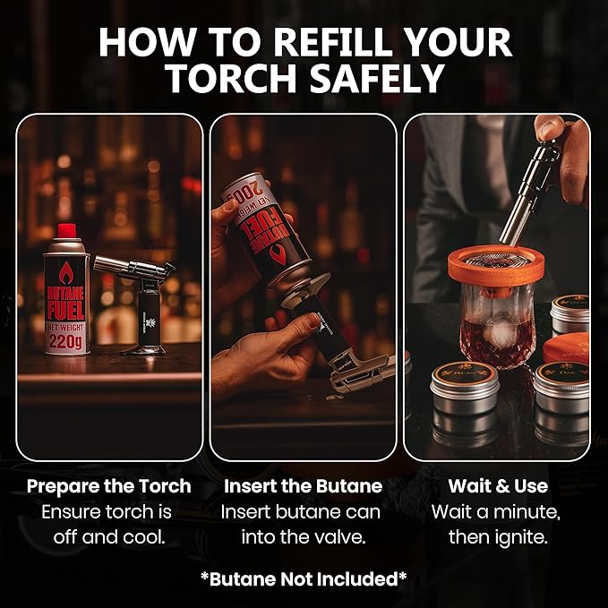 Silva Imbue Whiskey Smoker Kit with Torch – 6 Wood Chips, Oak Lid, Glasses, Ice Molds, Bar Tools & Recipe Book – Whiskey & Bourbon Cocktail Smoker Set