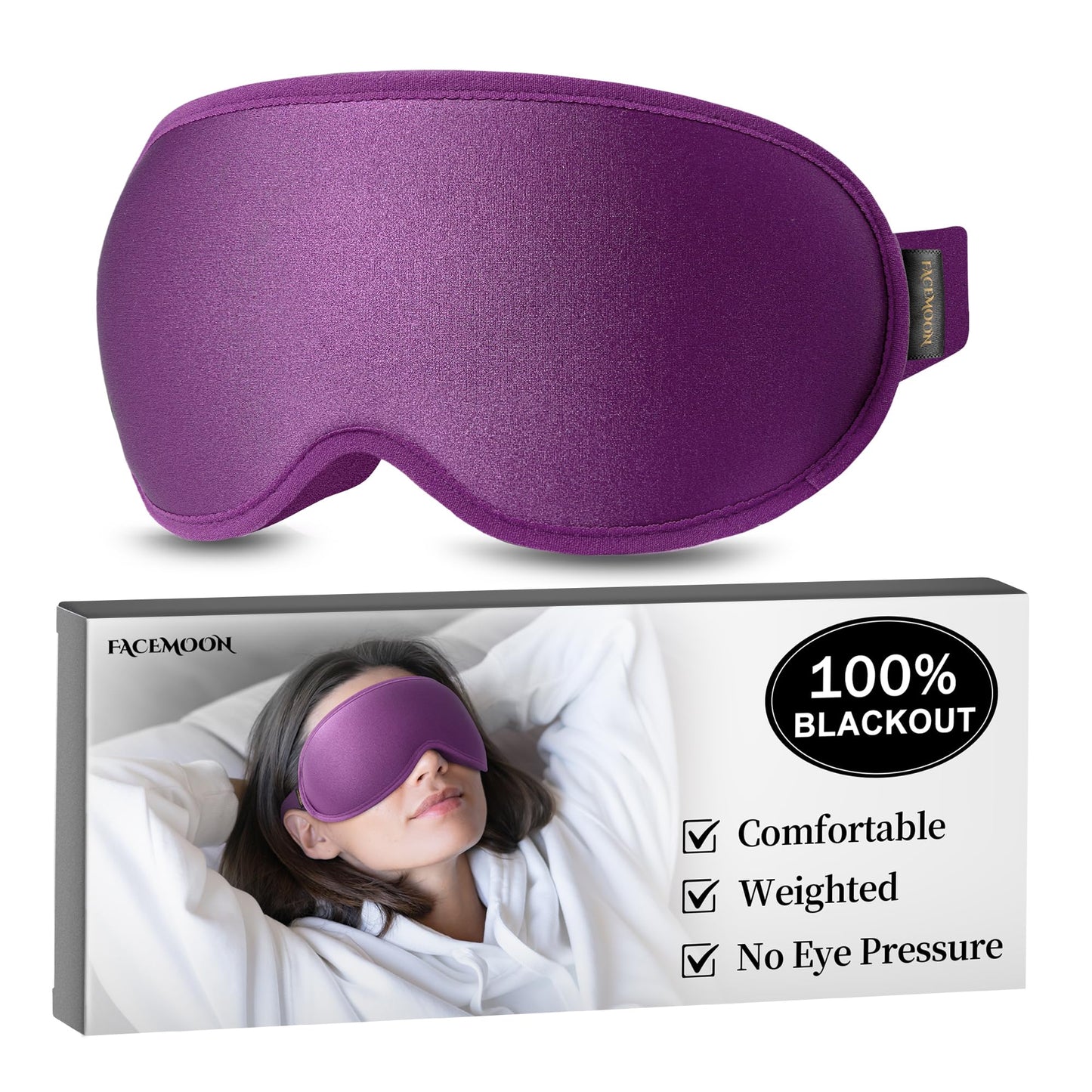Blackout Eye Mask for Deep Sleep, 3D Weighted Sleep Mask for Women, Zero Pressure, Perfect for Airplane Travel, Meditation, Yoga, Postpartum Rest & Relaxation, Purple