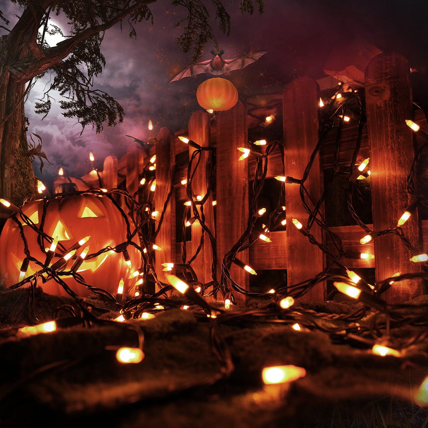 Toodour Halloween String Lights, 25ft 100 Count, Incandescent Mini Bulbs, UL Certified, Orange, Model ZF-100-2/SB