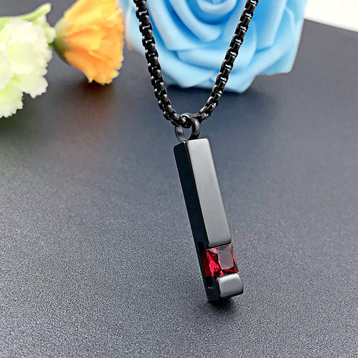 YOUFENG Urn Necklaces for Ashes Birthstone Cube Urns for Human Ashes Memorial Cremation Urn Locket Keepsake Ashes Jewelry (July)