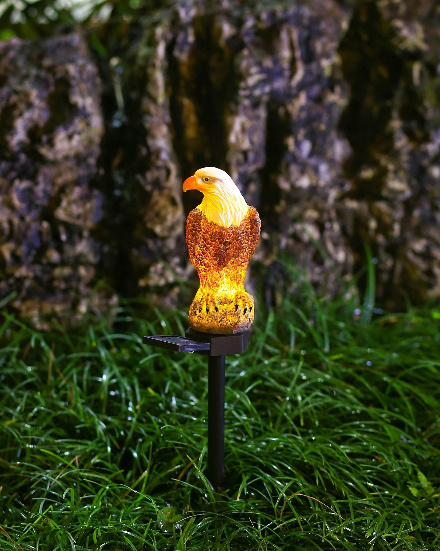 Chuangfeng Eagle Solar Stake Light - Decorative Metal Garden Figurine, 2-Pack, Eagle Design For Lawn, Patio, Yard Decor