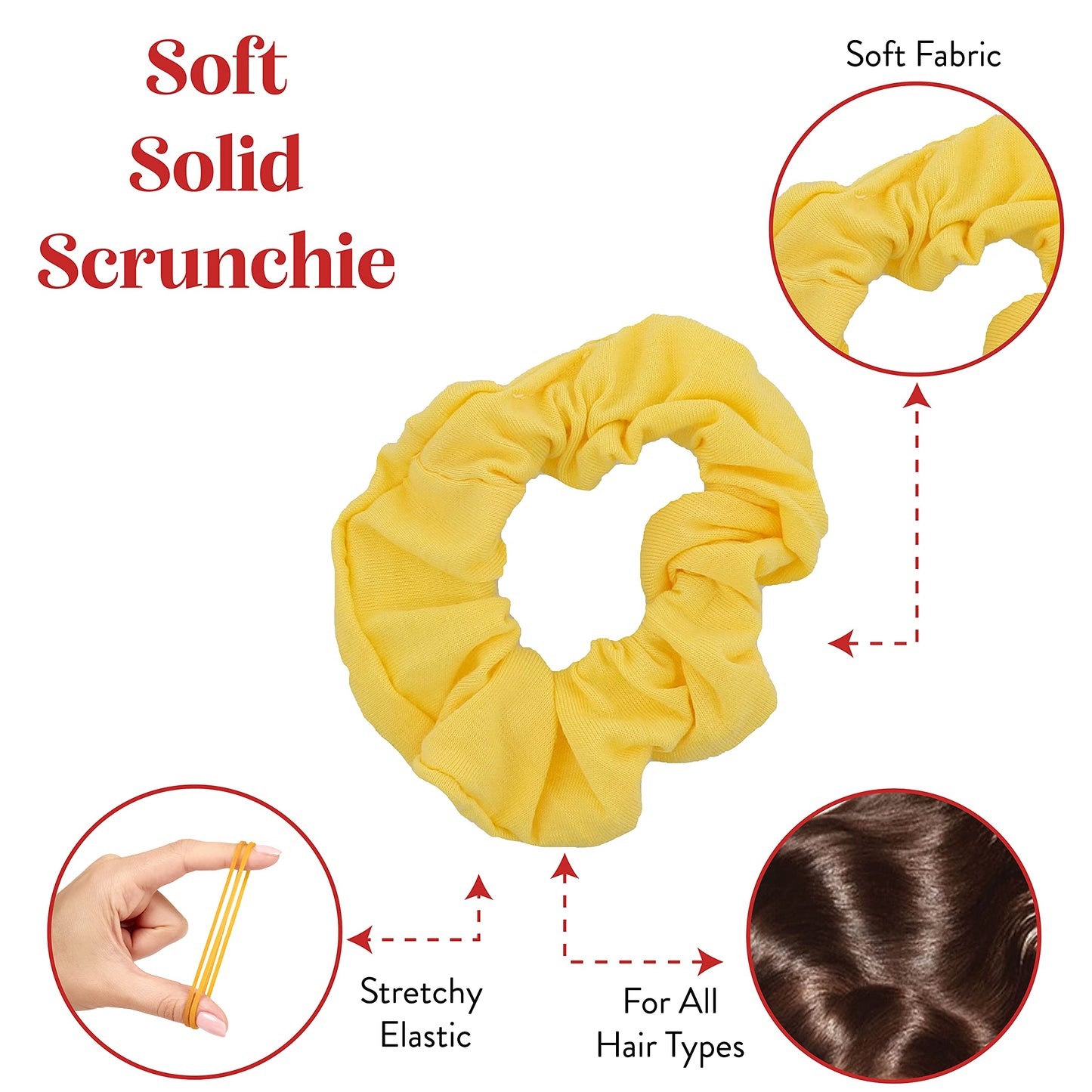 12 Pack Solid Hair Ties Scrunchies (Pale Yellow)