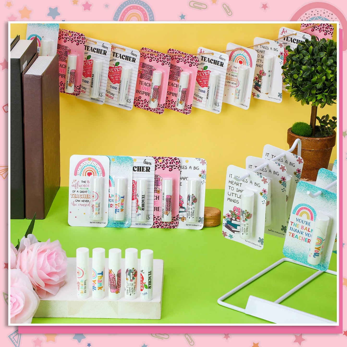 100 Pack Employee Appreciation Gifts Lip Balms Bulk Teacher Coworker Team Thank You Gift for Staff Volunteer Thanksgiving Christ