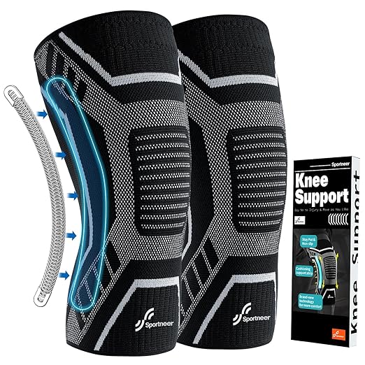 Sportneer Knee Brace with Dual Side Stabilizers – Maximum Support Compression Knee Sleeve for Men & Women, Anti-Slip Knee ...