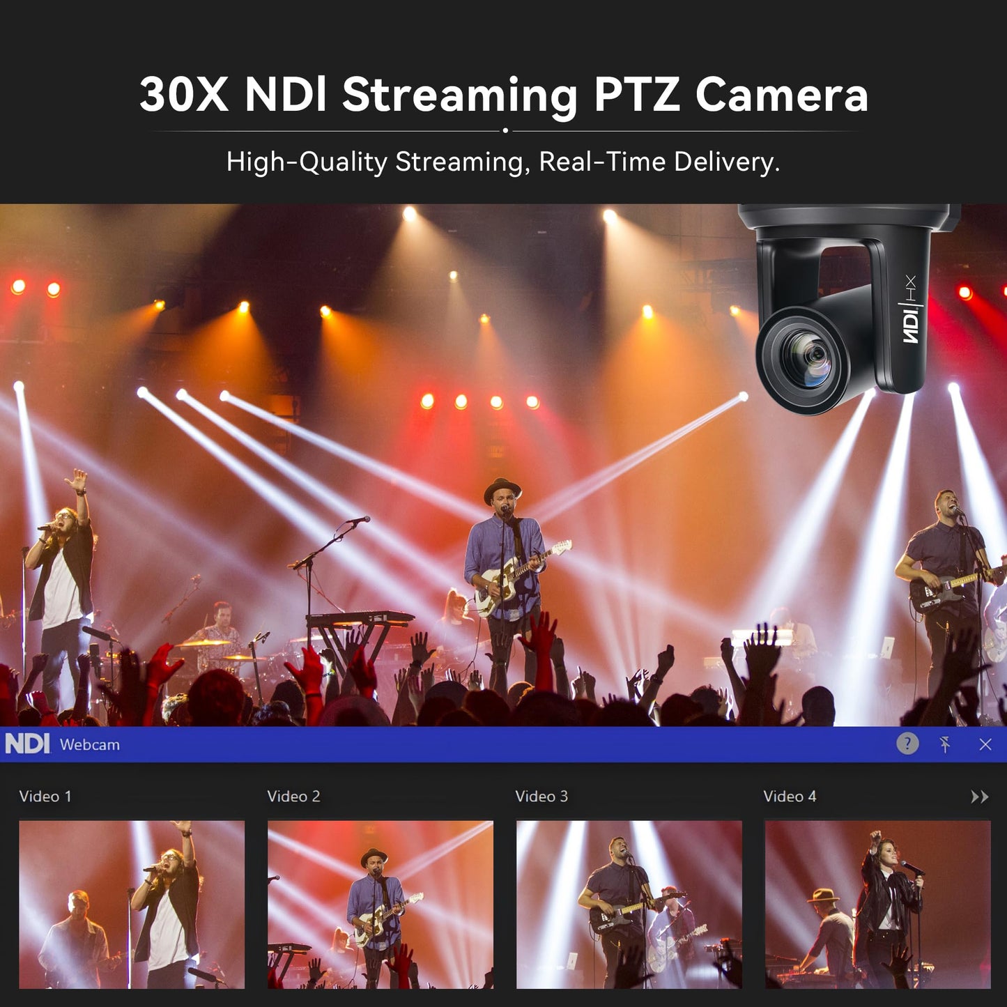 TONGVEO NDI AI Auto-Tracking IP PTZ Camera SDI/HDMI/USB3.0/LAN PoE 30X Optical + 16X Digital Zoom 1080P 60fps for Live Streaming Church Services Education Video Conference with OBS vMix and More