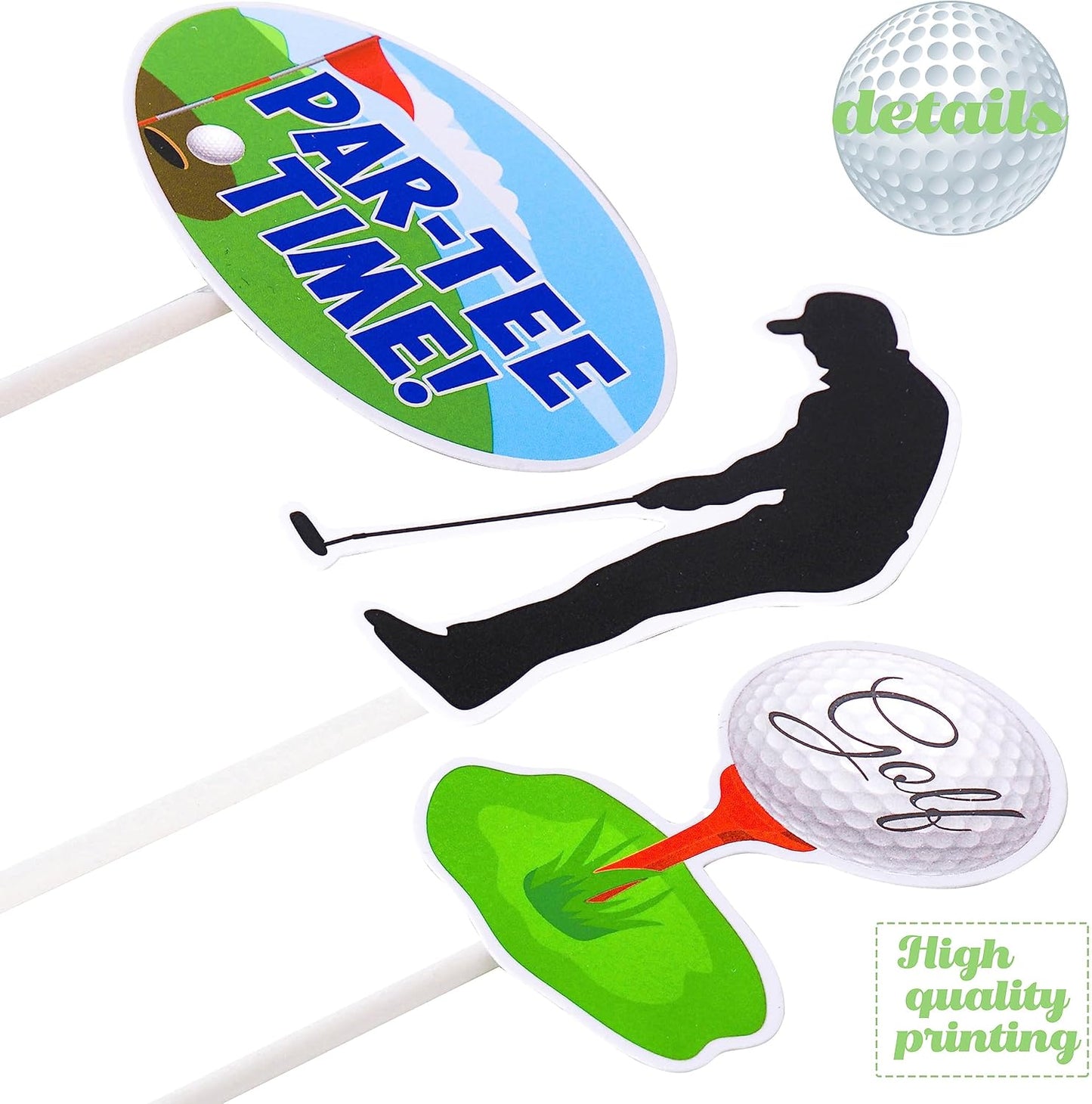 Golf Cupcake Toppers 36Pcs Golf Ball Cupcake Toppers Sticks Golf Birthday Party Cake Picks Sports Golf Theme Decorations for Golf Life Baby Shower Supplies