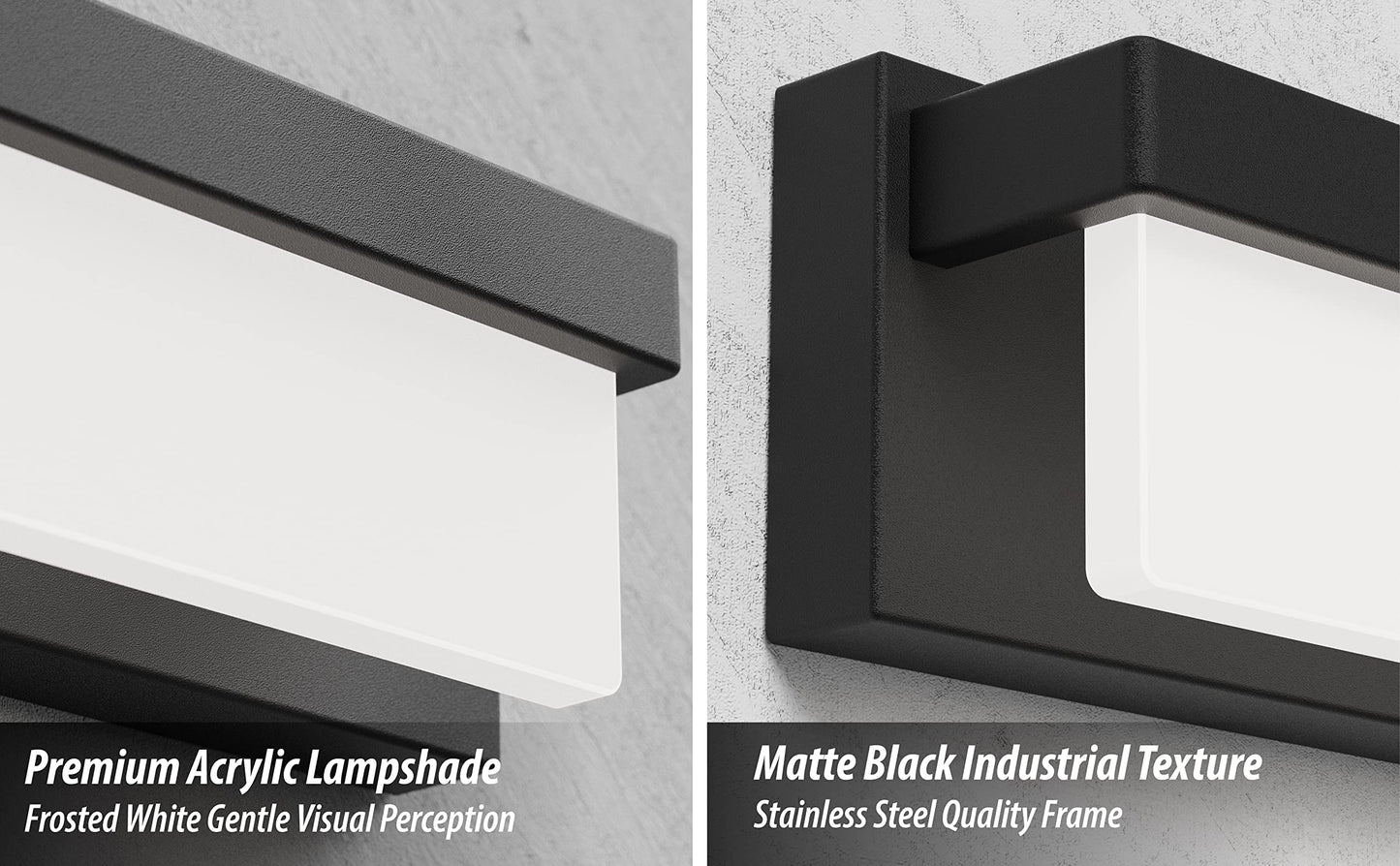 LIGHTINN LED Bathroom Vanity Light Fixture, 32.3in Modern Rectangle, Black Matte Metal, 4000K Daylight, Model 8890-24W-BLK