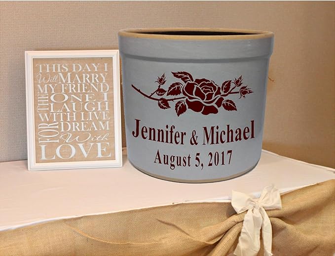 3 Gallon Personalized Stoneware Crock - Rose