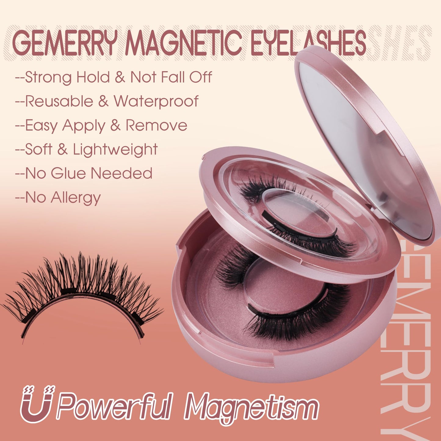 GEMERRY Magnetic Eyelashes with Applicator Magnetic Lashes Natural Look No Glue Needed Lash Kit DIY at Home for Beginners