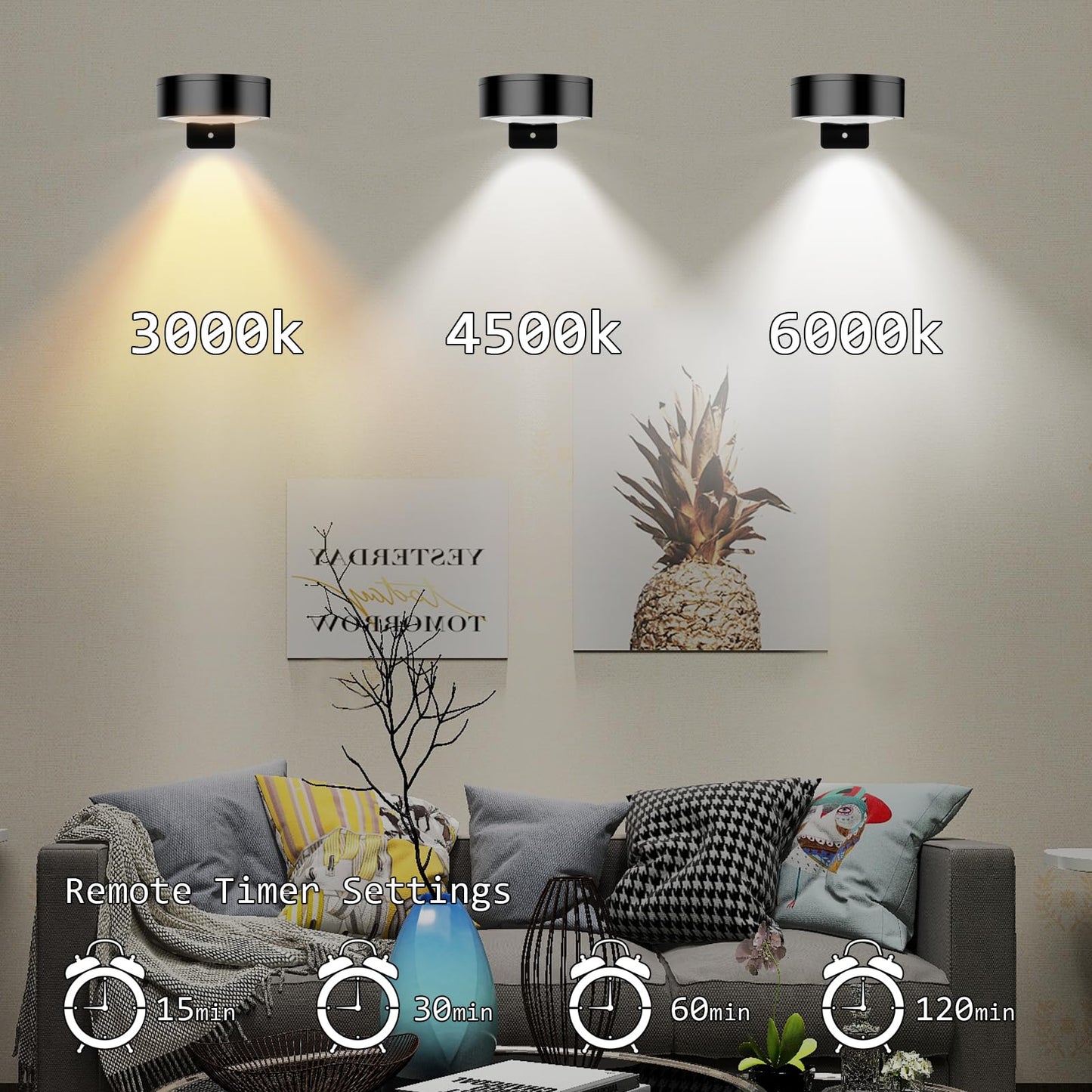 Libuam Wireless Battery Operated discomfort-reducingting Light With Remote Control 3 Lighting Modes Magnetic Led Art Display Light For Picture Frame  Dimmable And Timer  Wall Decor Display Light 3Pack White