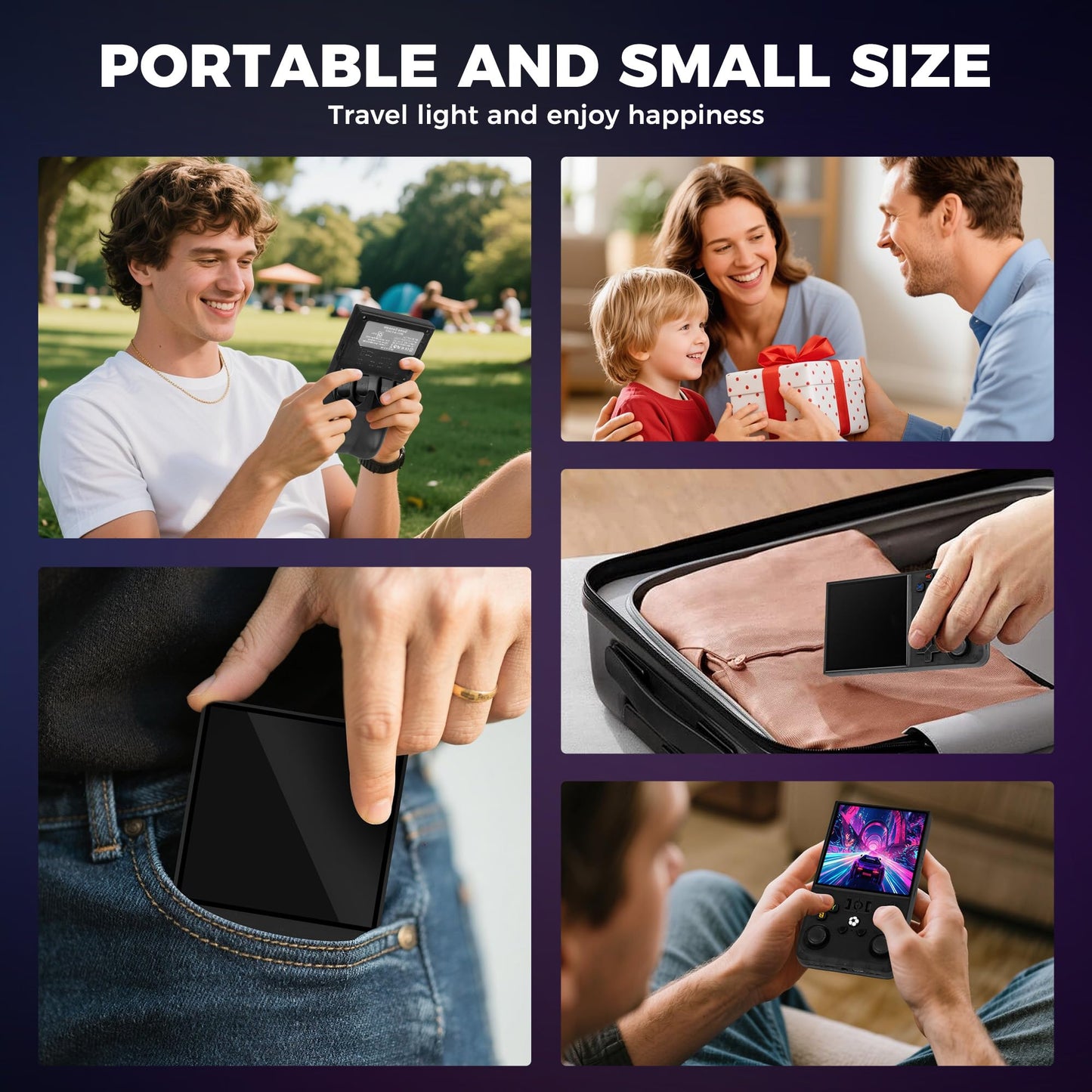 R36MAX Retro Game Console, Handheld Game Console with 4.0-in IPS HD Screen，Video Game Consoles with 64GB Memory, Portable Games Consoles with Storage Bag（Black）