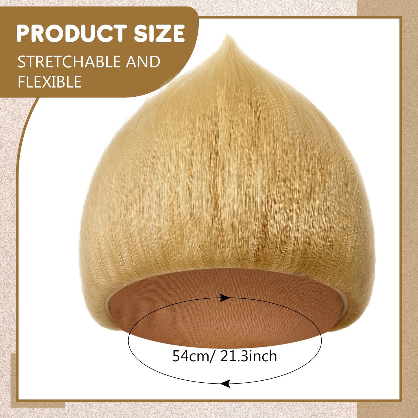 Geyoga 1 Pcs Unisex Funny Wig Hairy Costume Funky Hairband Crazy Wig Hair for Halloween Costume Party (Light Gold)