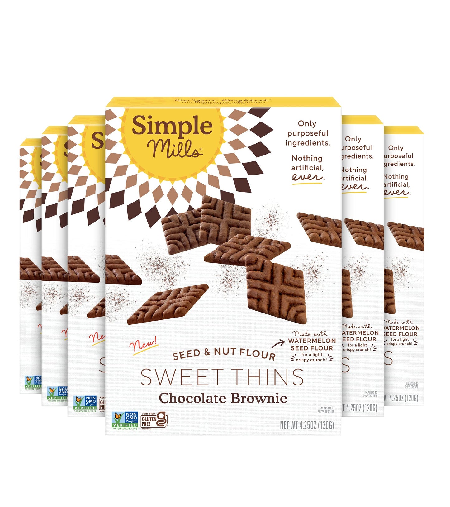 Simple Mills Sweet Thins Cookies, Nut & Seed Flour, Chocolate Brownie, Gluten Free, Paleo Friendly, Healthy Snacks, 4.25 oz Pack