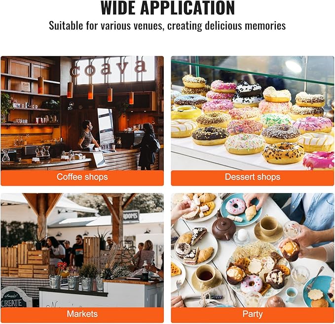 VEVOR Electric Donut Maker, 2000W Commercial Doughnut Machine with Non-stick Surface, 9 Holes Double-Sided Heating Waffle Machine Makes 9 Doughnuts, Temperature 122-572℉, for Restaurant and Home Use