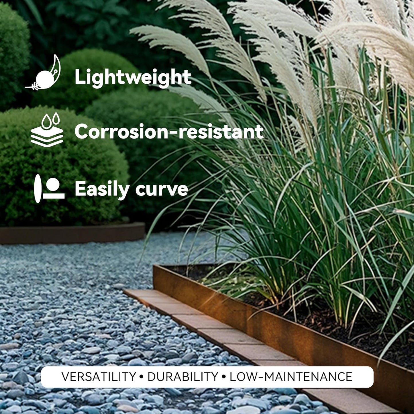Worth Galvanized Steel Landscape Edging 8" x25' Metal Garden Edging Roll Flexible Bender Border with 8Pcs Stakes for Lawn, Flower Bed Edges, Rust-Like Color
