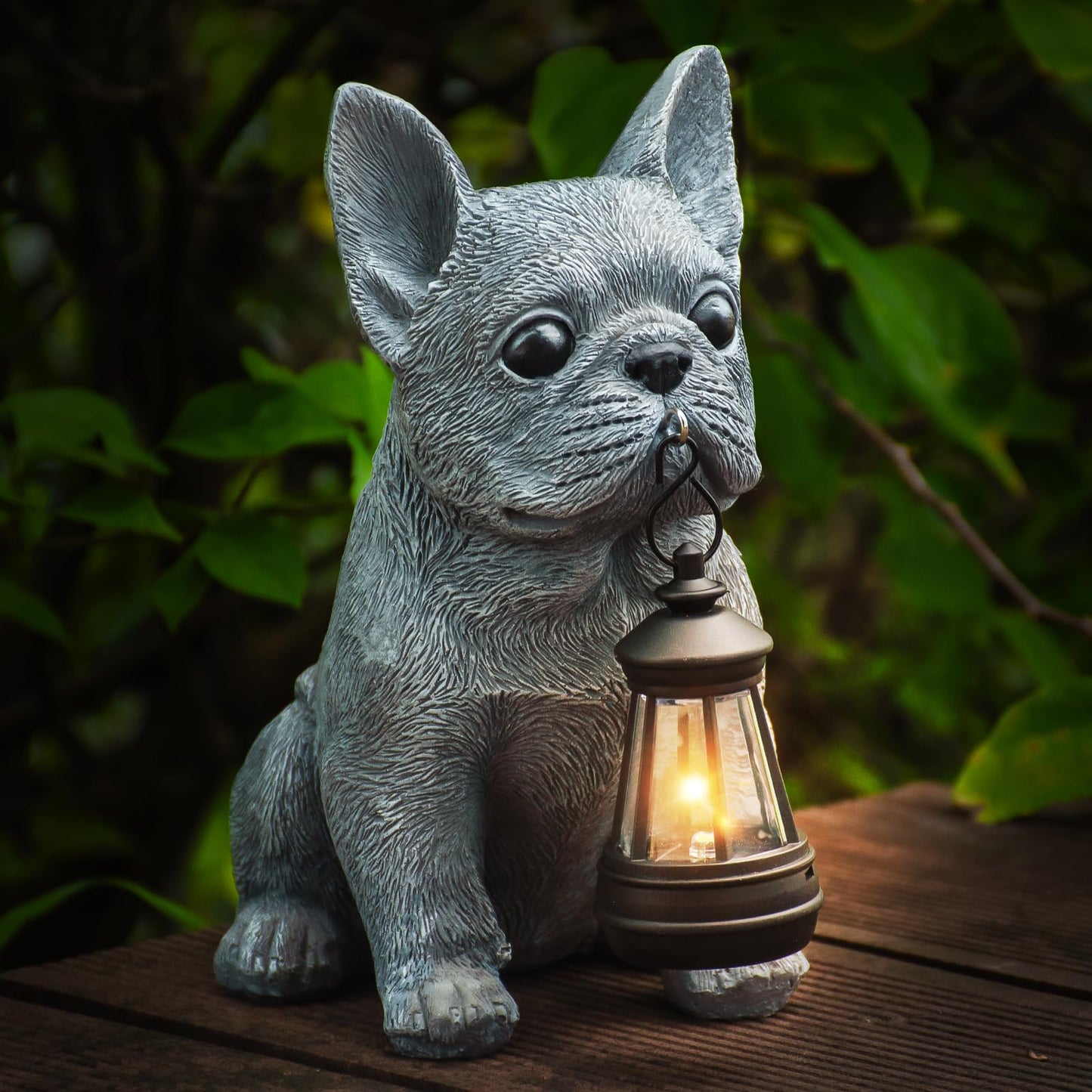 Qwifyu Solar Dog Outdoor Garden Statue With Led Light - Lawn Decor Dog Statue For Patio  Balcony  Yard Ornament - Unique Housewarming Gifts Birthday Gifts Garden Gift