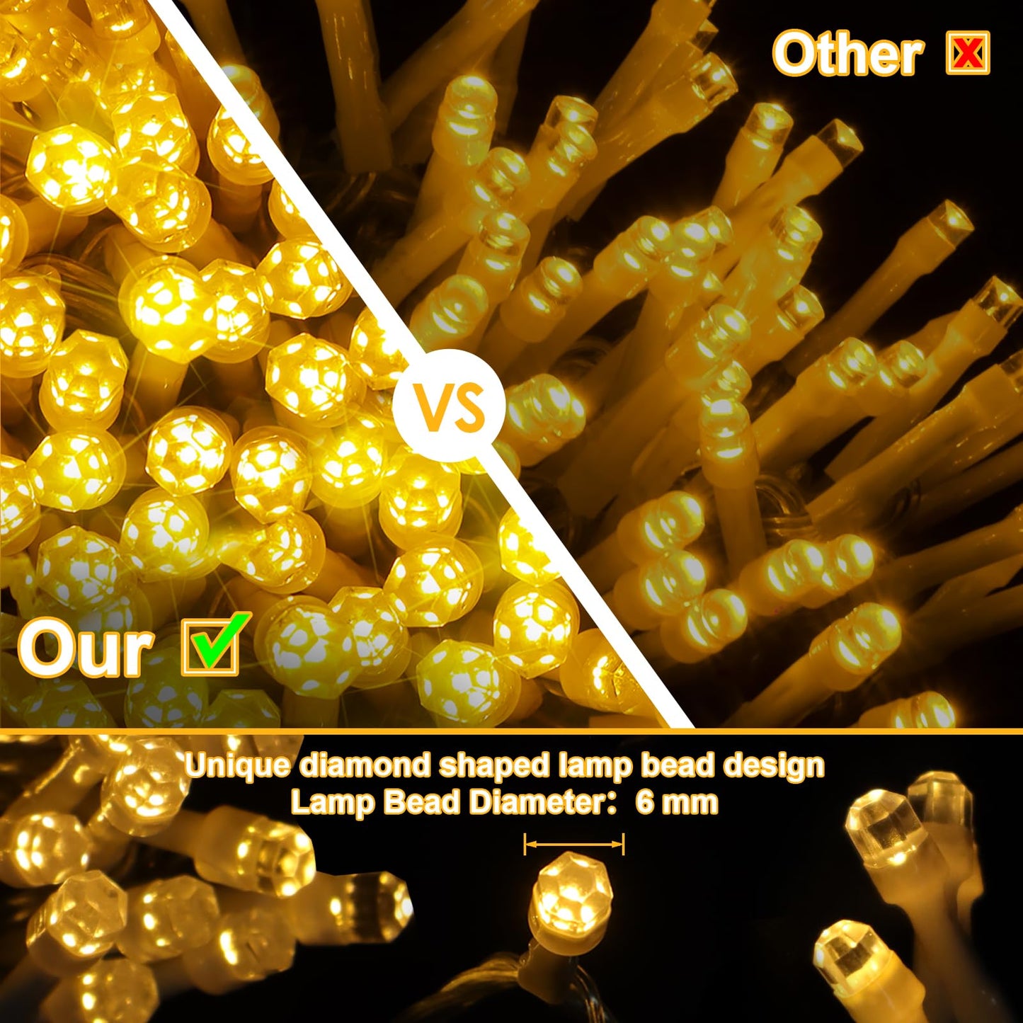 ROADAYLY LED Christmas Lights 115FT 350LED Warm White Waterproof Outdoor Fairy Lights with Timer & 8 Modes, Model DAOYI02-MNO02-DAOYI