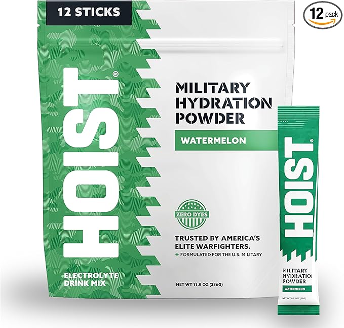 HOIST Electrolyte Drink Mix Powder Sticks – Rapid Rehydration, Military Hydration Formula – Watermelon (12 Single-Serve Pa...