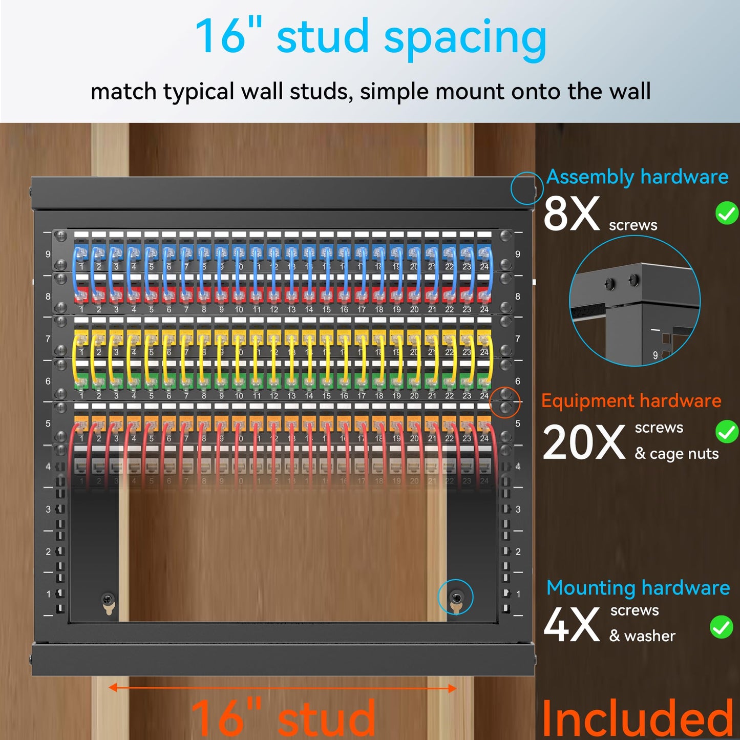 Server Rack Wall Mount 9U With Swing Open, Wall Mount Network Rack For 19 Inch Equipment, Computer Racks & Cabinets For Easy Acc
