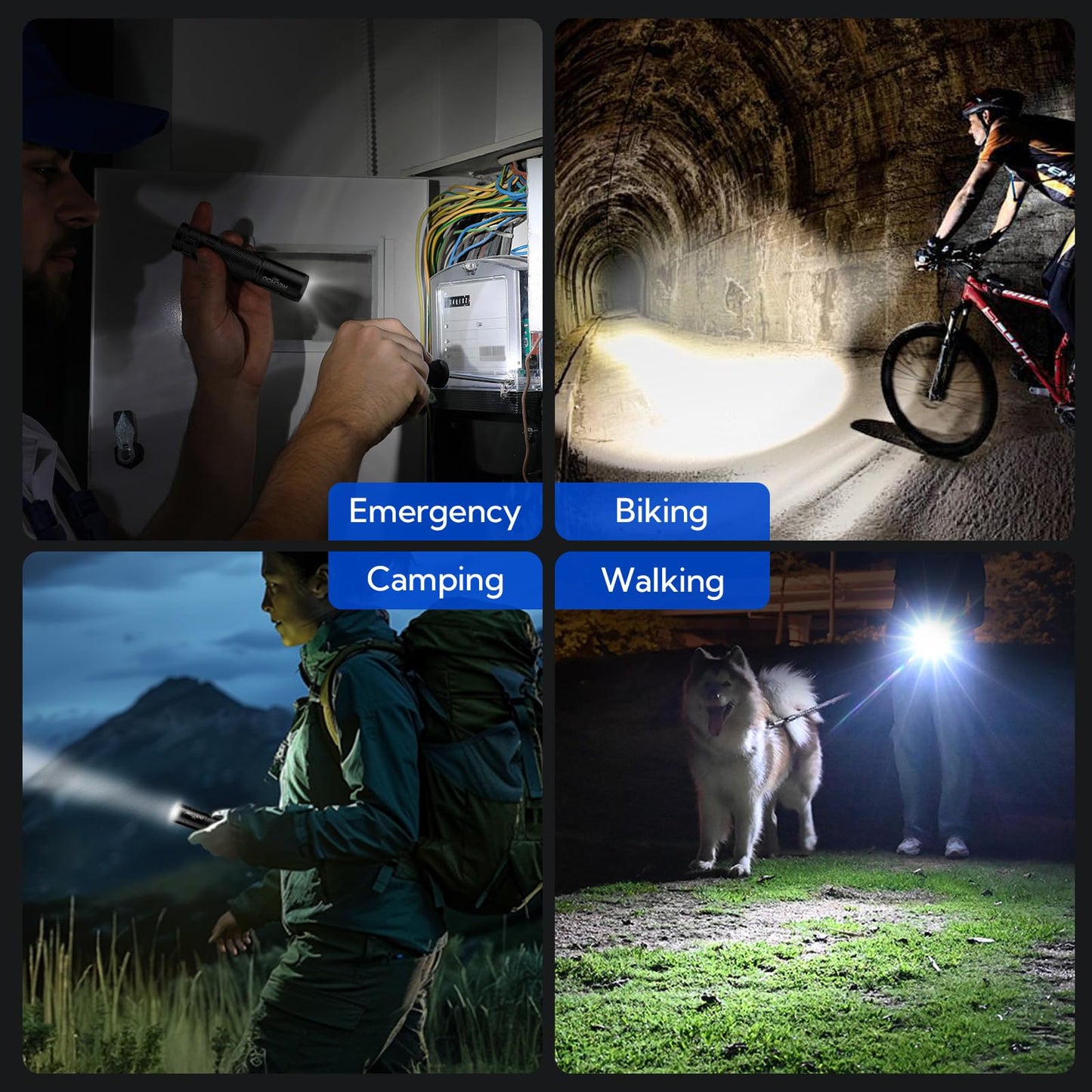 Rechoo Flashlight Rechargeable 2 Pack  500 Lumens  3 Lighting Modes & Zoomable  Small Tactical Torch Light For Edc And Emergency  Water Resistant  Duable  Included Pocket Clip & Lanyard