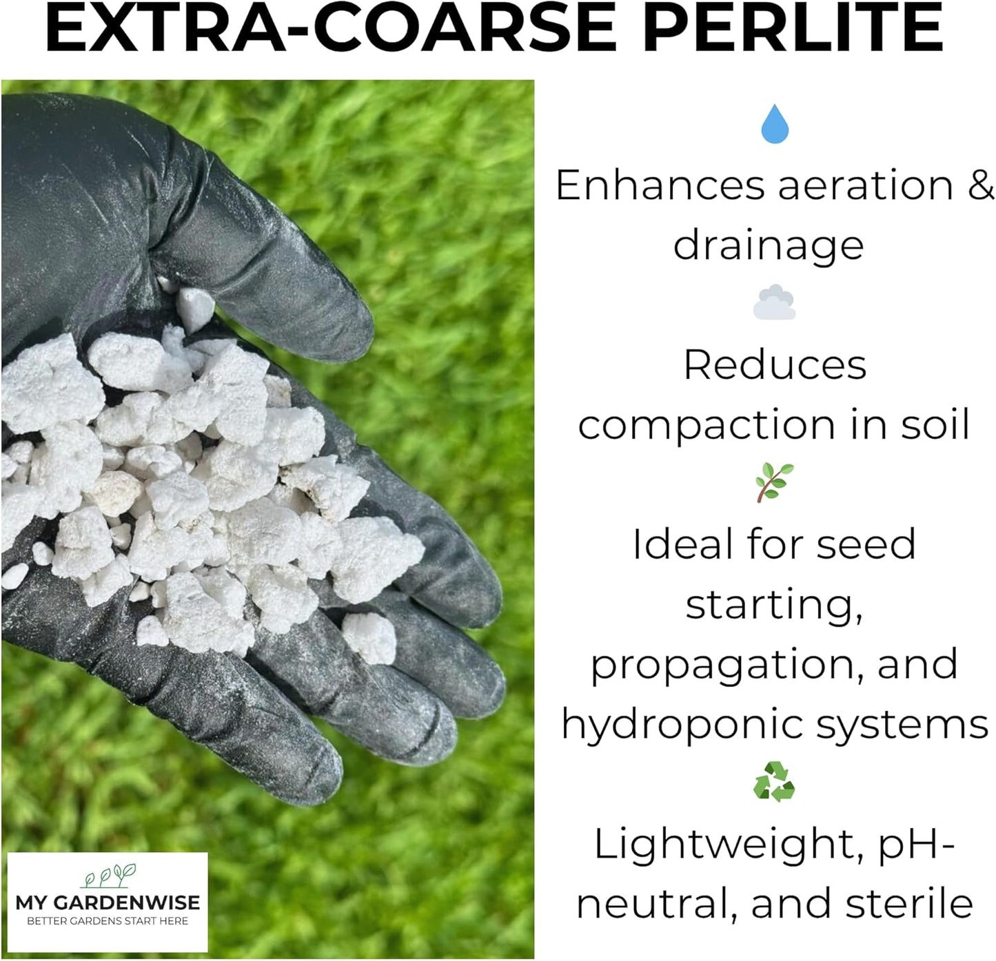 Perlite for Plants, Extra Coarse Grade 4 Horticultural Perlite, Organic Perlite for Gardening Indoor & Outdoor, Made in USA (1 Quart)