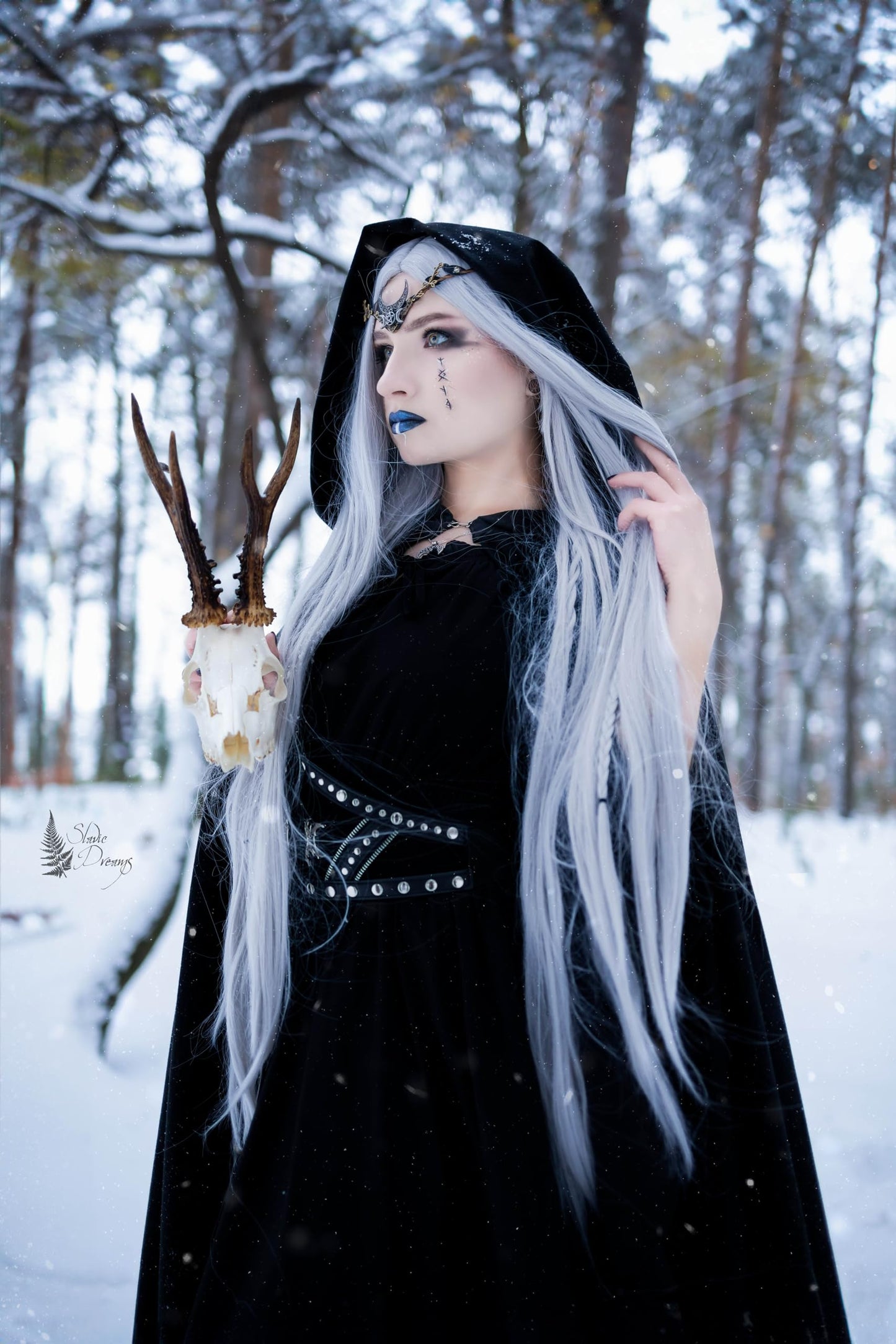 MOSTORY Handmade Moon Elf Headpiece - Woodland Forest Crown Fairy Goddess Tiara Elven Circlet Medieval Queen Festive Accessory f